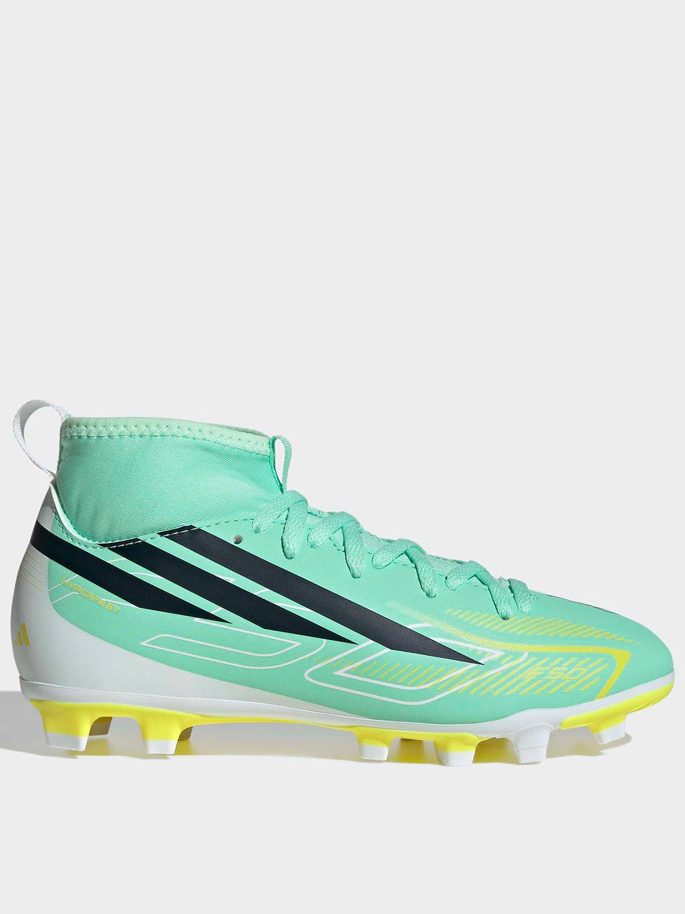 Image 1 of 6 of adidas Junior F50 Hyperfast Club Mid Firm Ground Football Boots - Green/navy