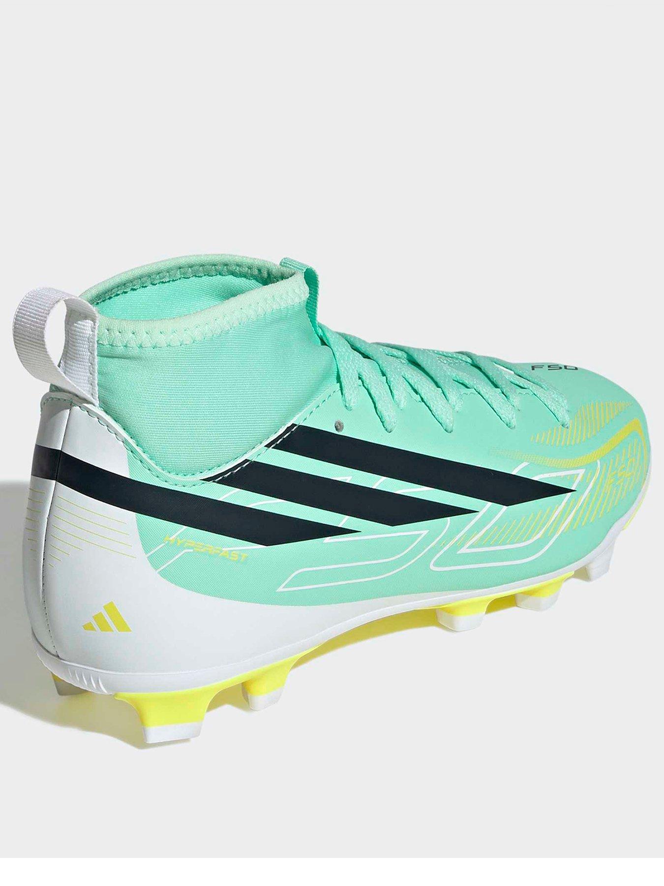 Image 3 of 6 of adidas Junior F50 Hyperfast Club Mid Firm Ground Football Boots - Green/navy