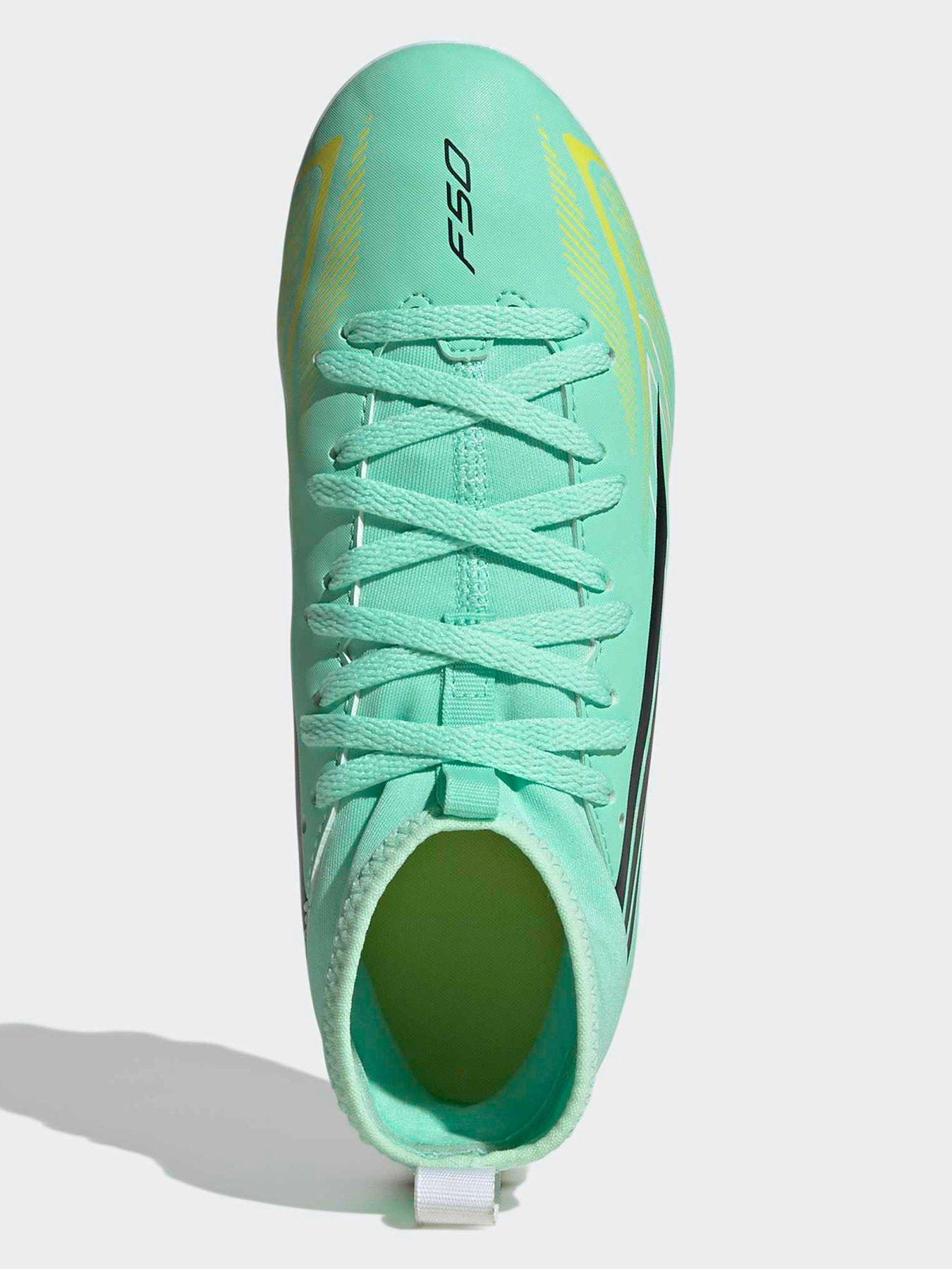 Image 4 of 6 of adidas Junior F50 Hyperfast Club Mid Firm Ground Football Boots - Green/navy