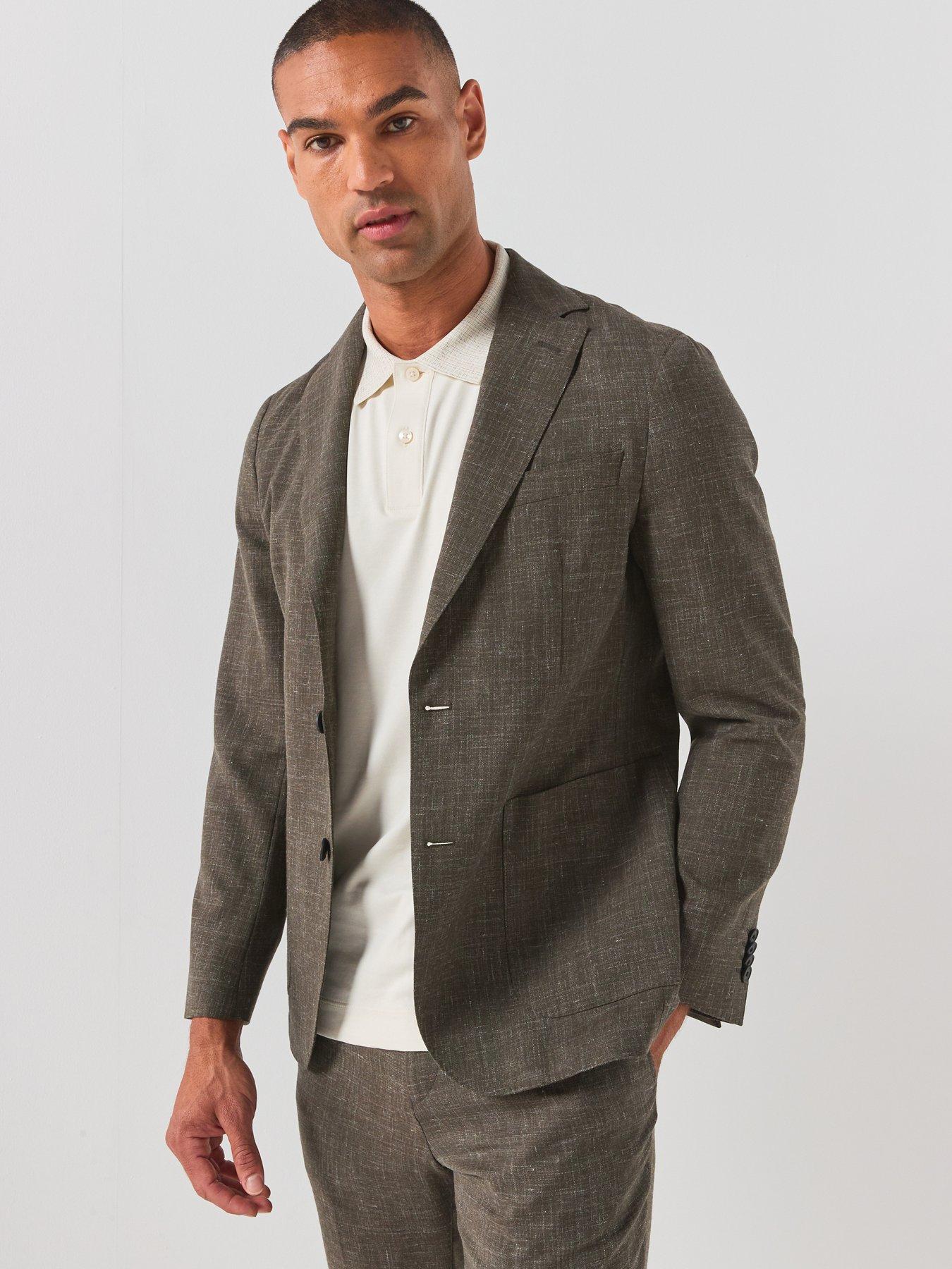 BOSS Slim-Fit Jacket In Virgin Wool And Linen - Green
