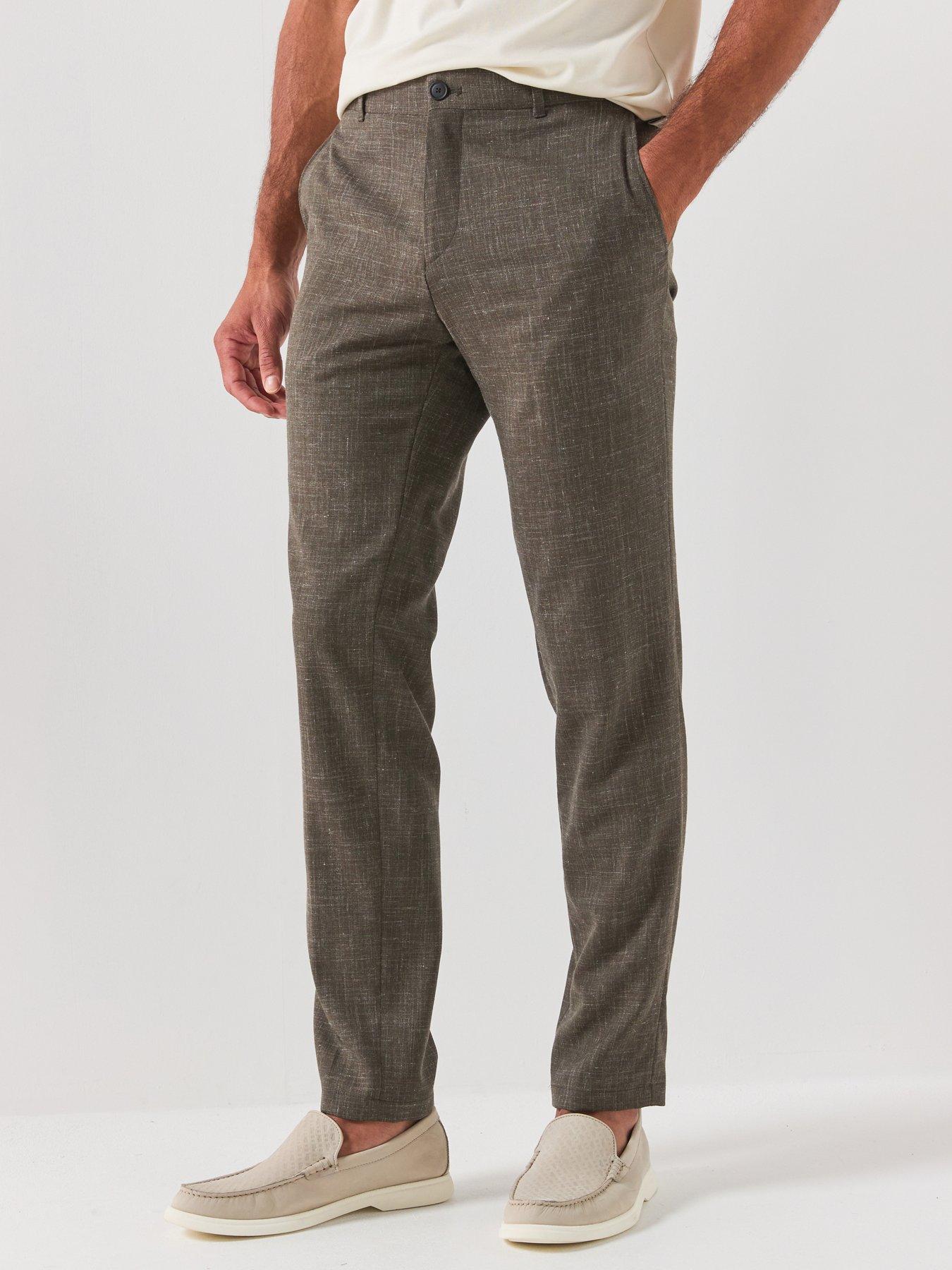 Image 1 of 6 of BOSS Men's Slim Fit Linen Blend Suit Trousers - Open Green