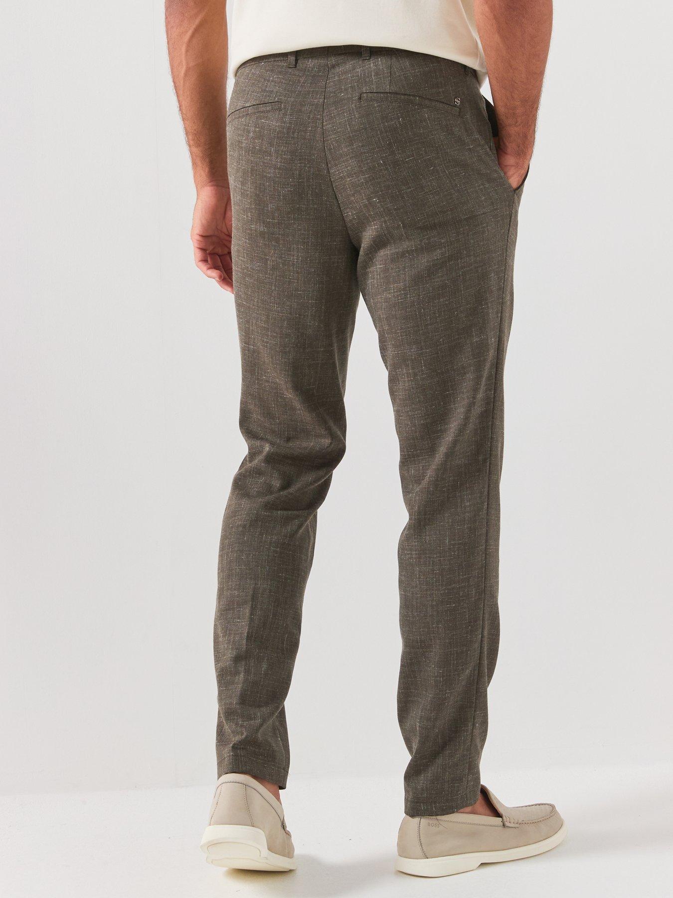 Image 2 of 6 of BOSS Men's Slim Fit Linen Blend Suit Trousers - Open Green