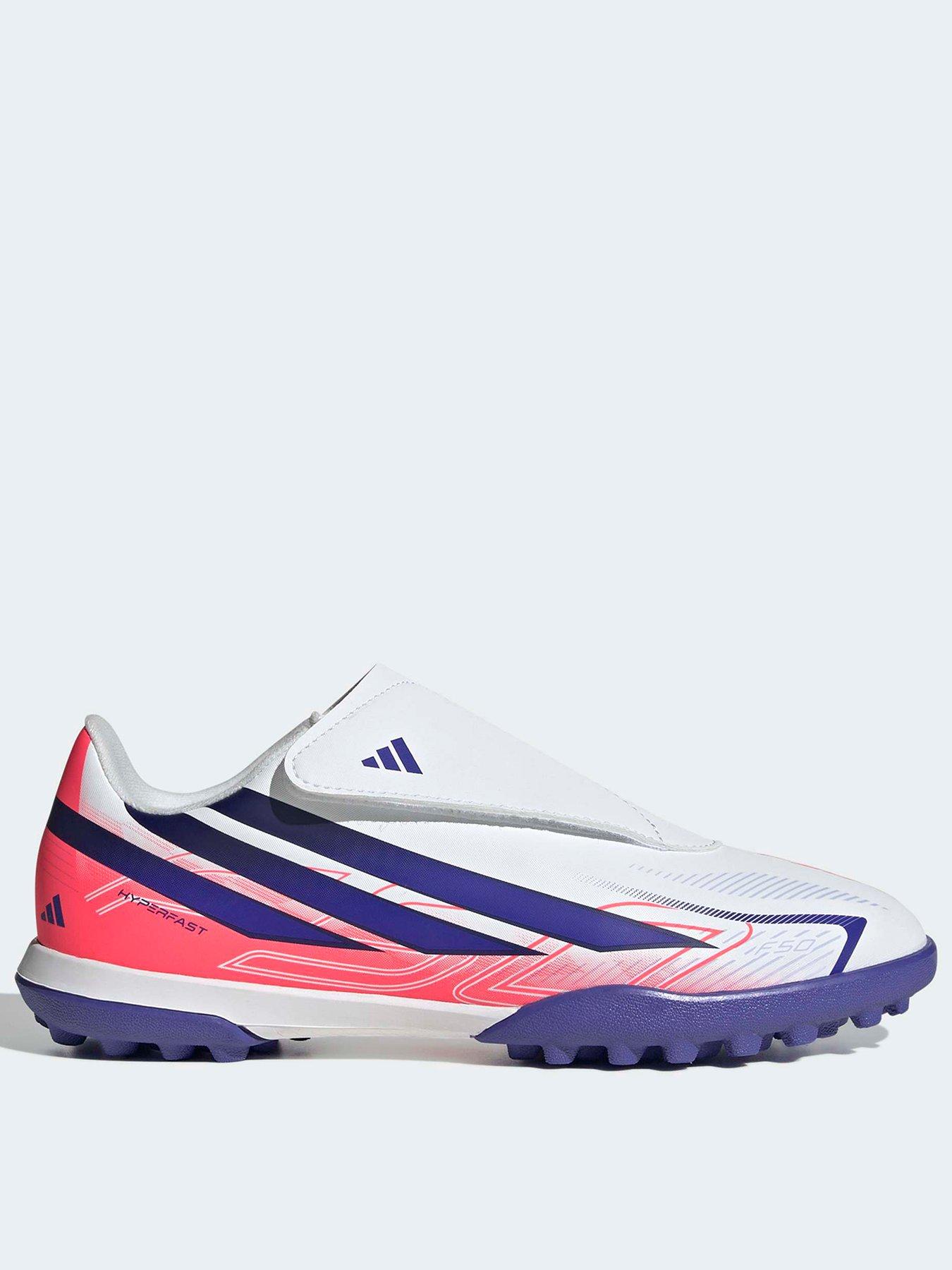 adidas Junior F50 Hyperfast Club No Lace Astro Turf Football Boots - White