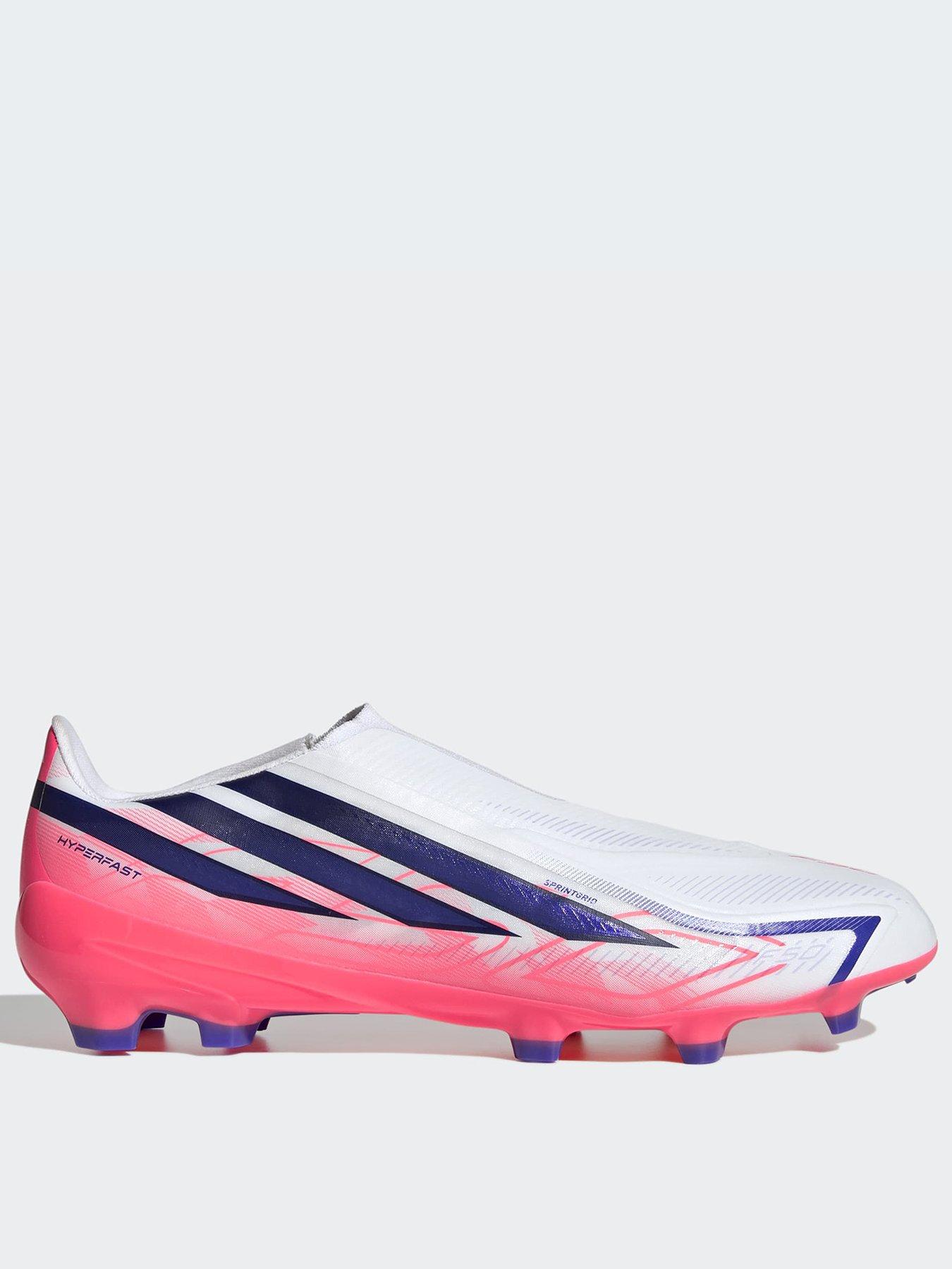 adidas Mens F50 Hyperfast League Laceless Firm Ground Football Boots - White