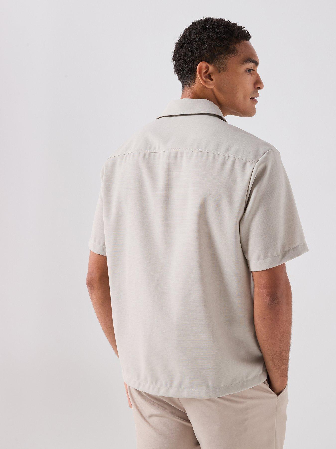 Image 2 of 6 of BOSS P-Lan-1P-2P-263 Performance Relaxed Fit Short Sleeve Shirt - Light Beige