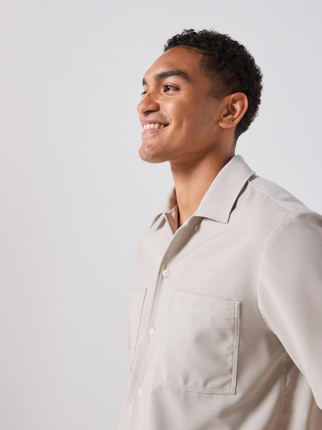 Image 4 of 6 of BOSS P-Lan-1P-2P-263 Performance Relaxed Fit Short Sleeve Shirt - Light Beige