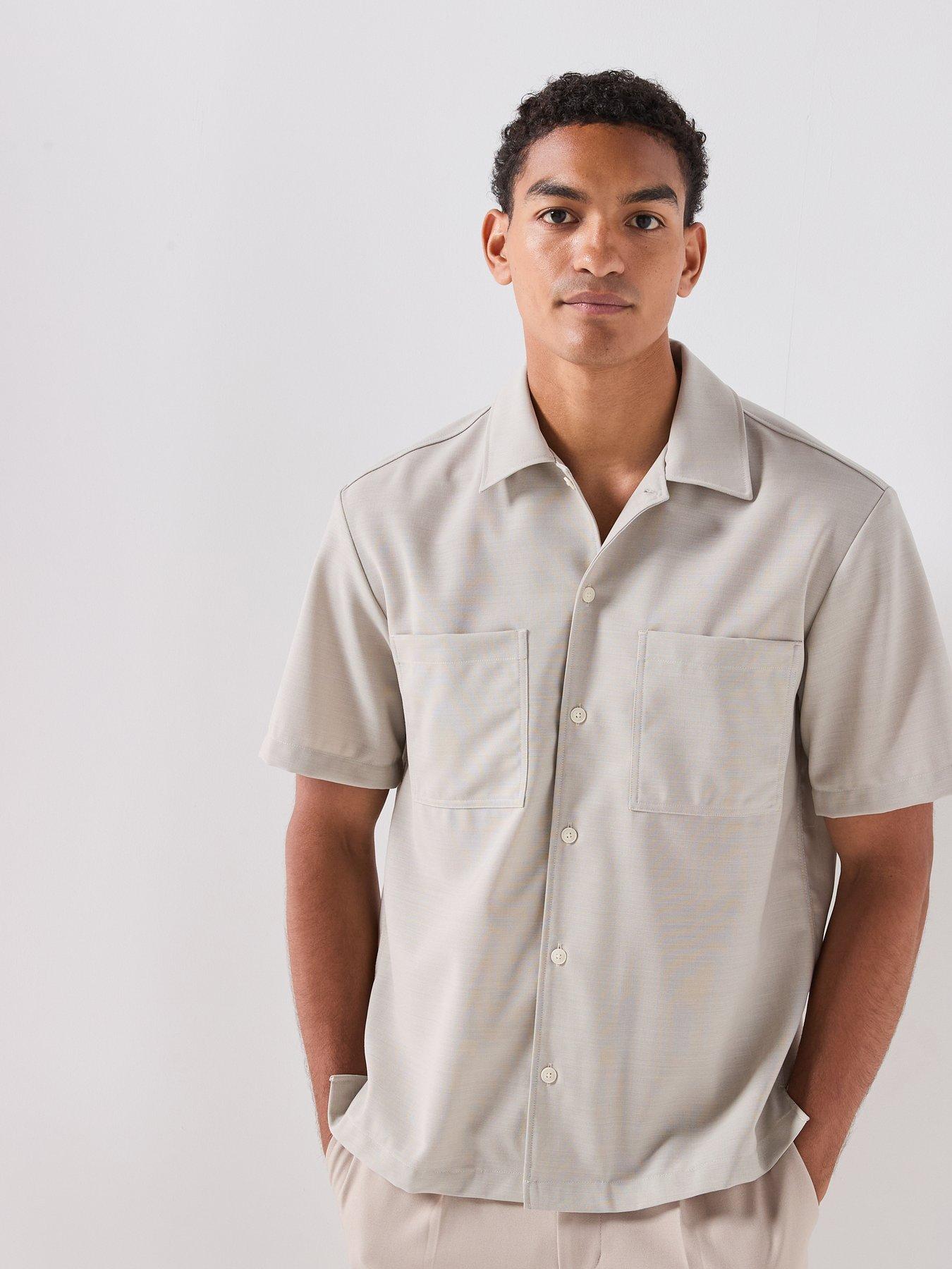 Image 5 of 6 of BOSS P-Lan-1P-2P-263 Performance Relaxed Fit Short Sleeve Shirt - Light Beige