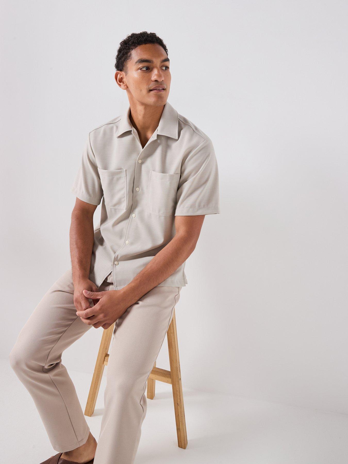 Image 6 of 6 of BOSS P-Lan-1P-2P-263 Performance Relaxed Fit Short Sleeve Shirt - Light Beige