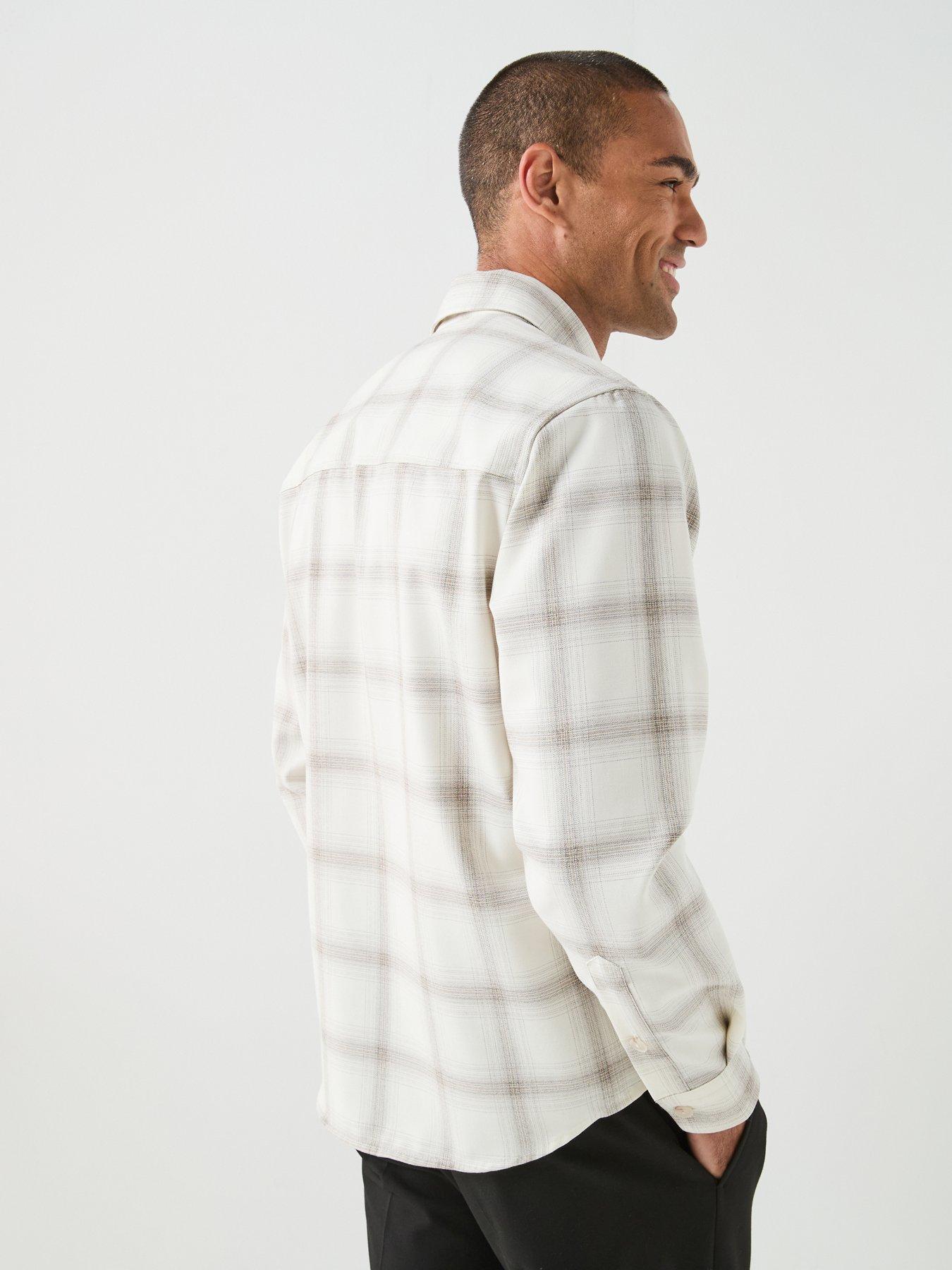 Image 2 of 6 of BOSS Checked Relaxed Fit Overshirt - Open White