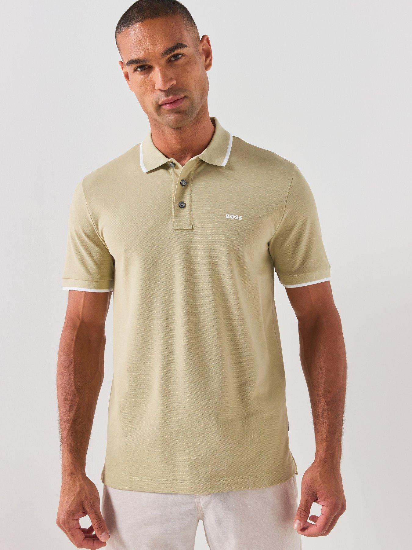 BOSS Pipe Trim Pique Polo Shirt - Dark Beige