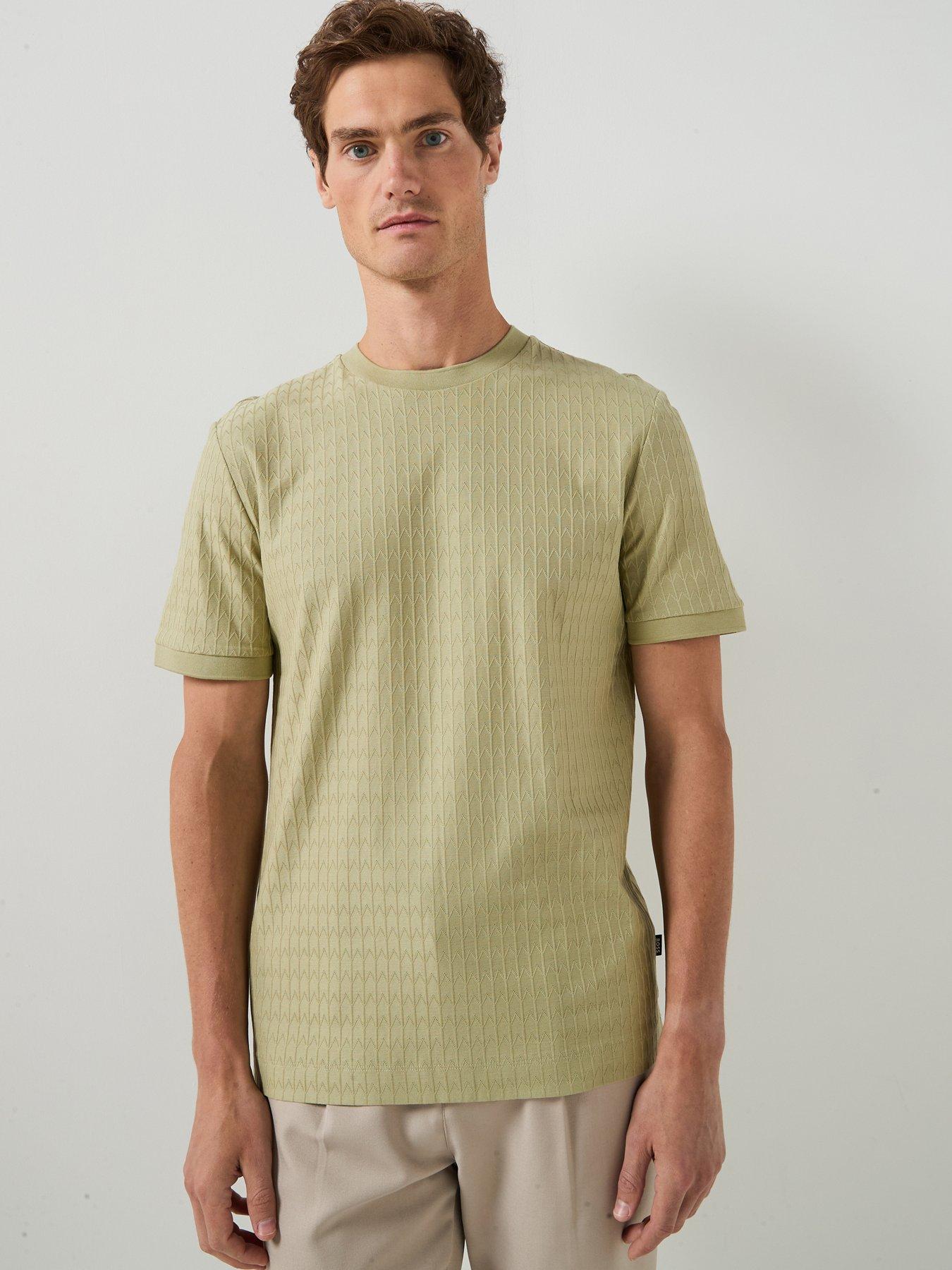 BOSS H-Thompson 321 Textured T-Shirt - Dark Beige