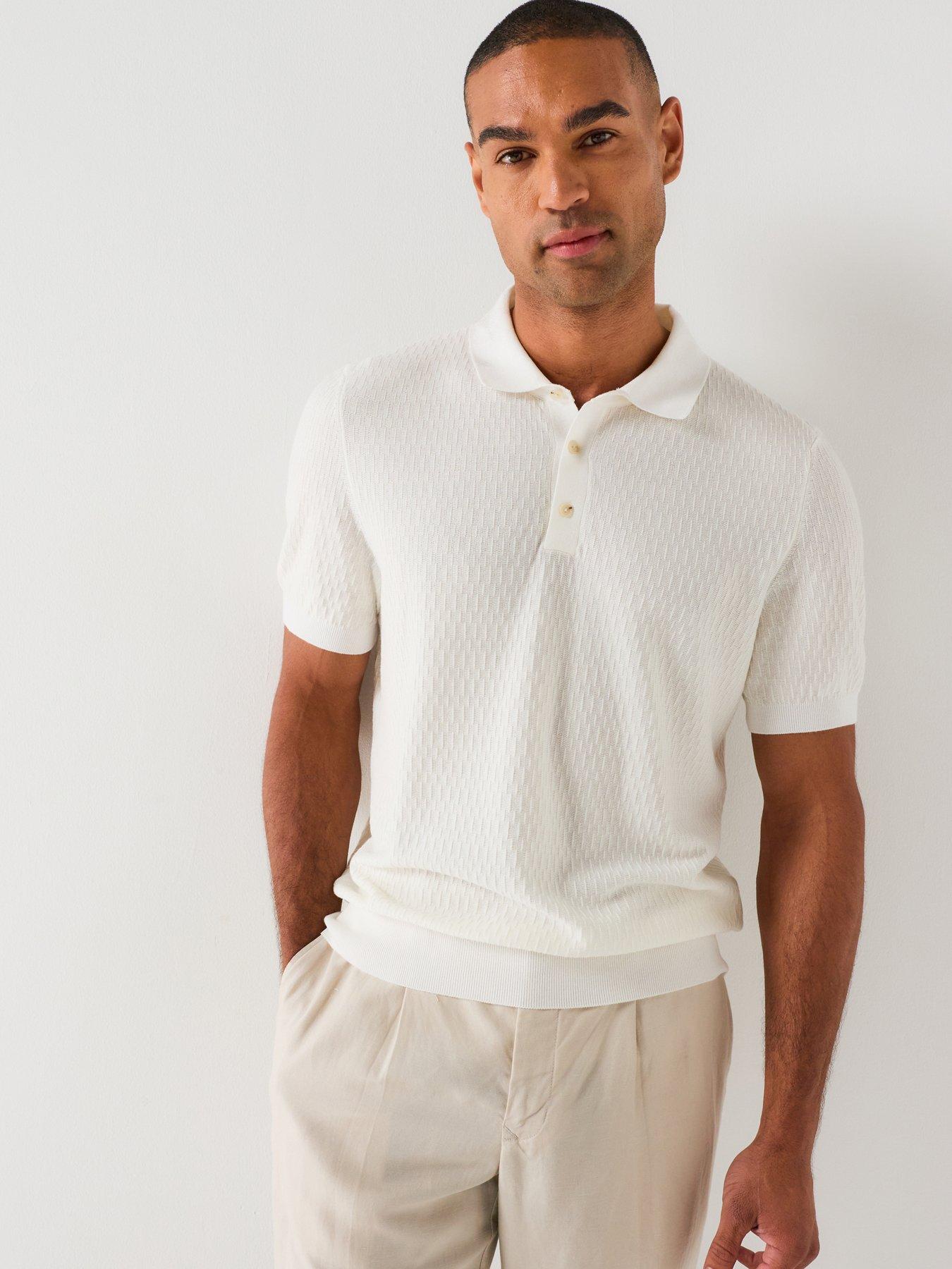 BOSS Boss H-lurazio Textured Knitted Polo Shirt - Open White