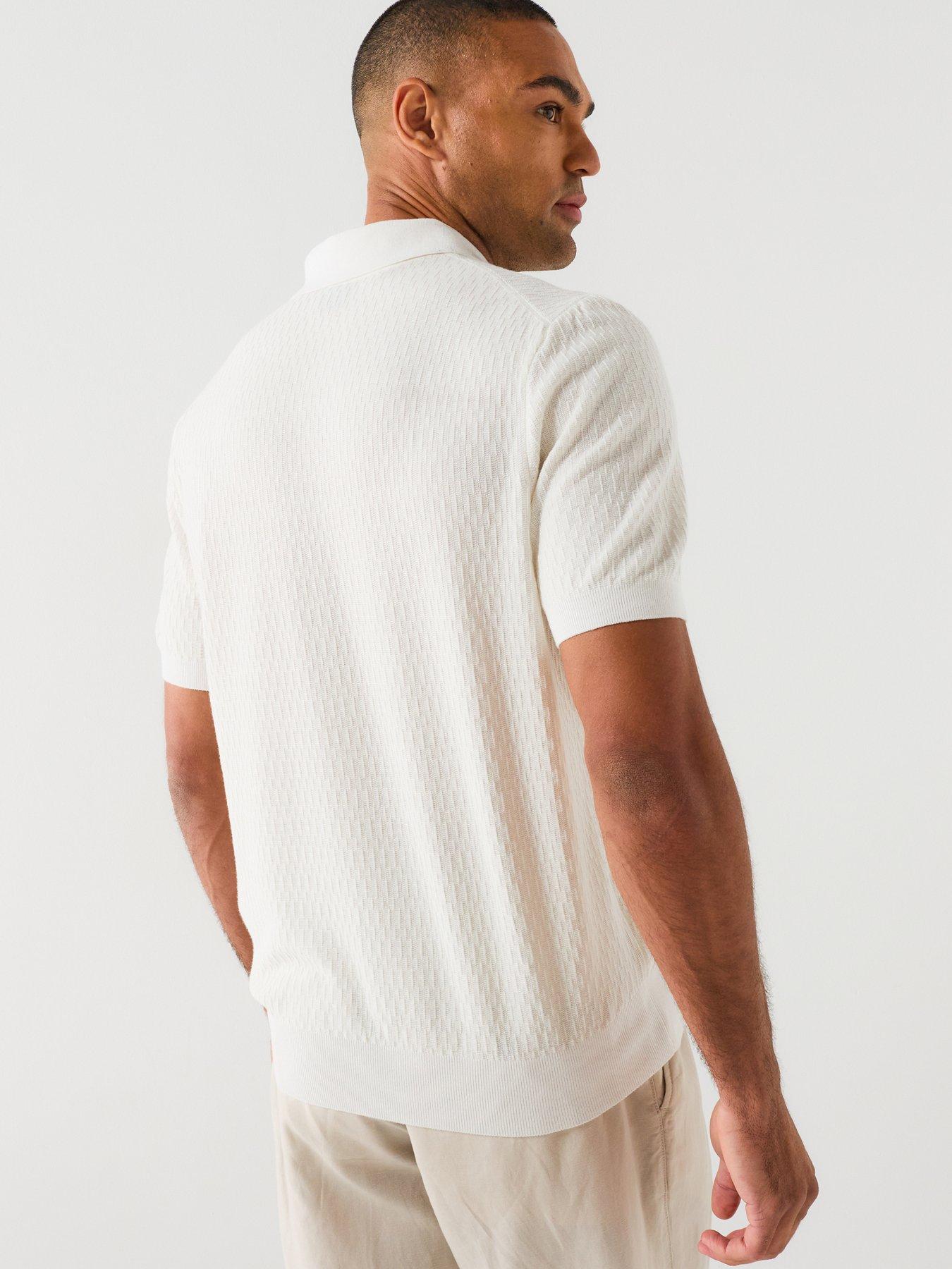 Image 2 of 5 of BOSS Boss H-lurazio Textured Knitted Polo Shirt - Open White