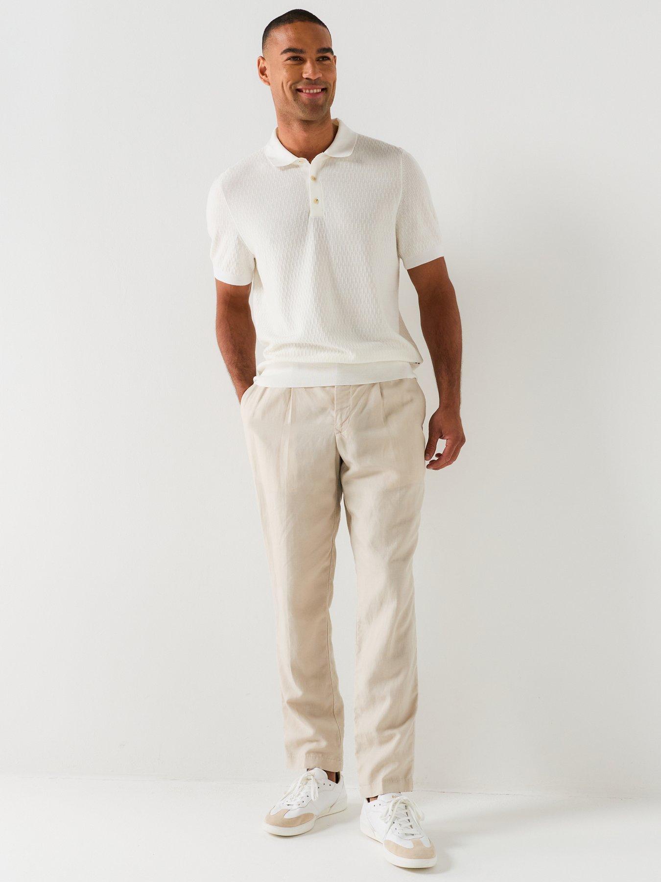 Image 3 of 5 of BOSS Boss H-lurazio Textured Knitted Polo Shirt - Open White