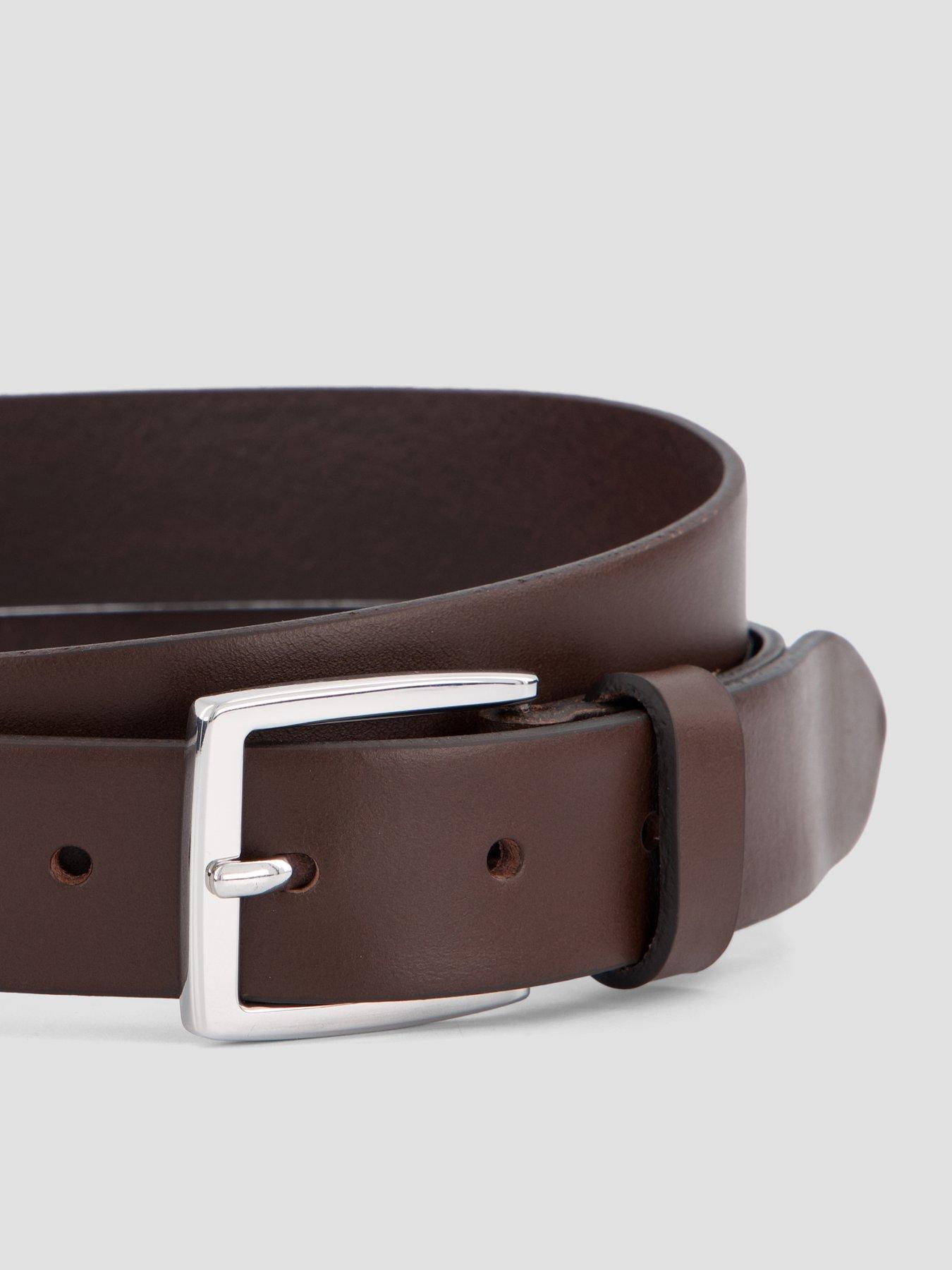 Image 2 of 4 of Jack & Jones Leather Rectangular Buckle Belt - Brown