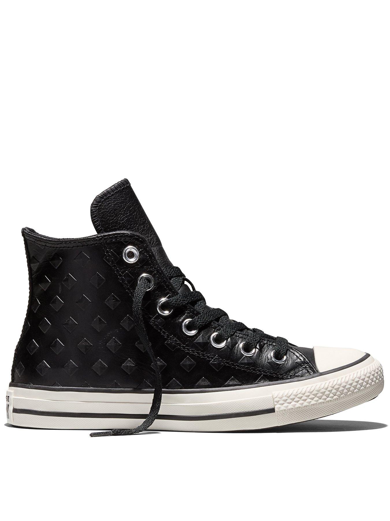 Converse Womens Chuck Taylor All Star Hi Studded Leather Trainers - Black