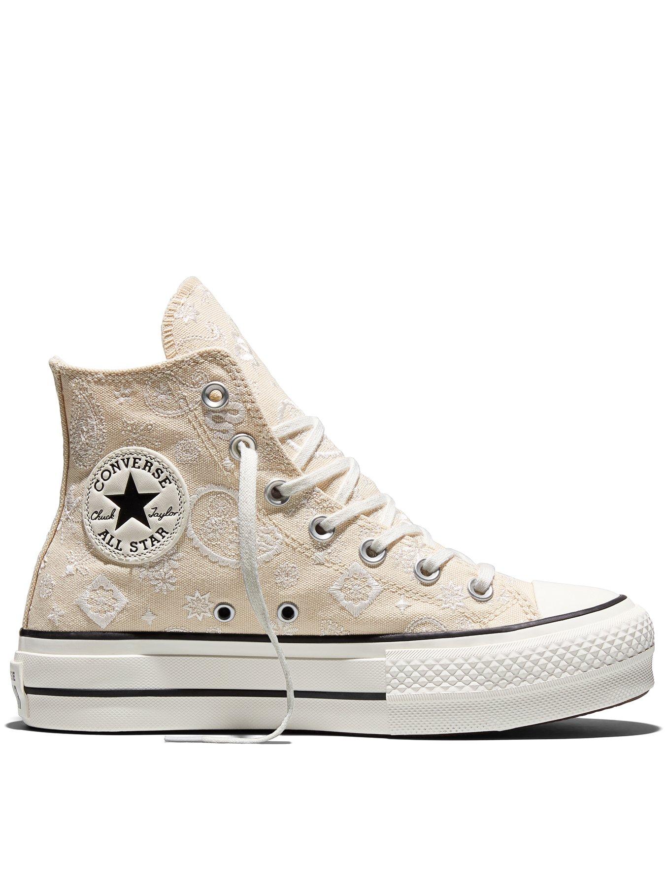 Image 1 of 5 of Converse Womens Chuck Taylor All Star Lift Hi Elevated Paisley Trainers - Cream