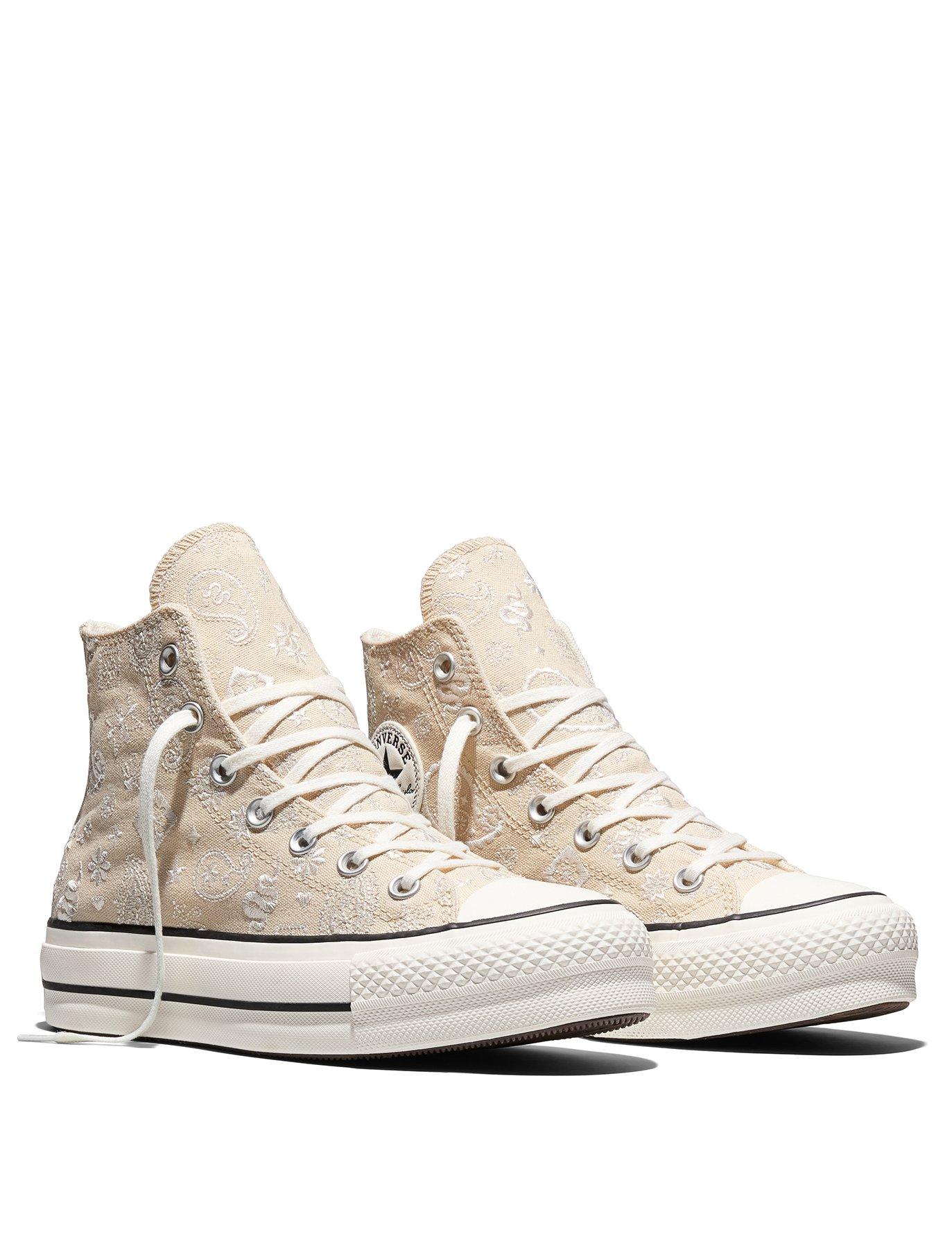 Image 2 of 5 of Converse Womens Chuck Taylor All Star Lift Hi Elevated Paisley Trainers - Cream