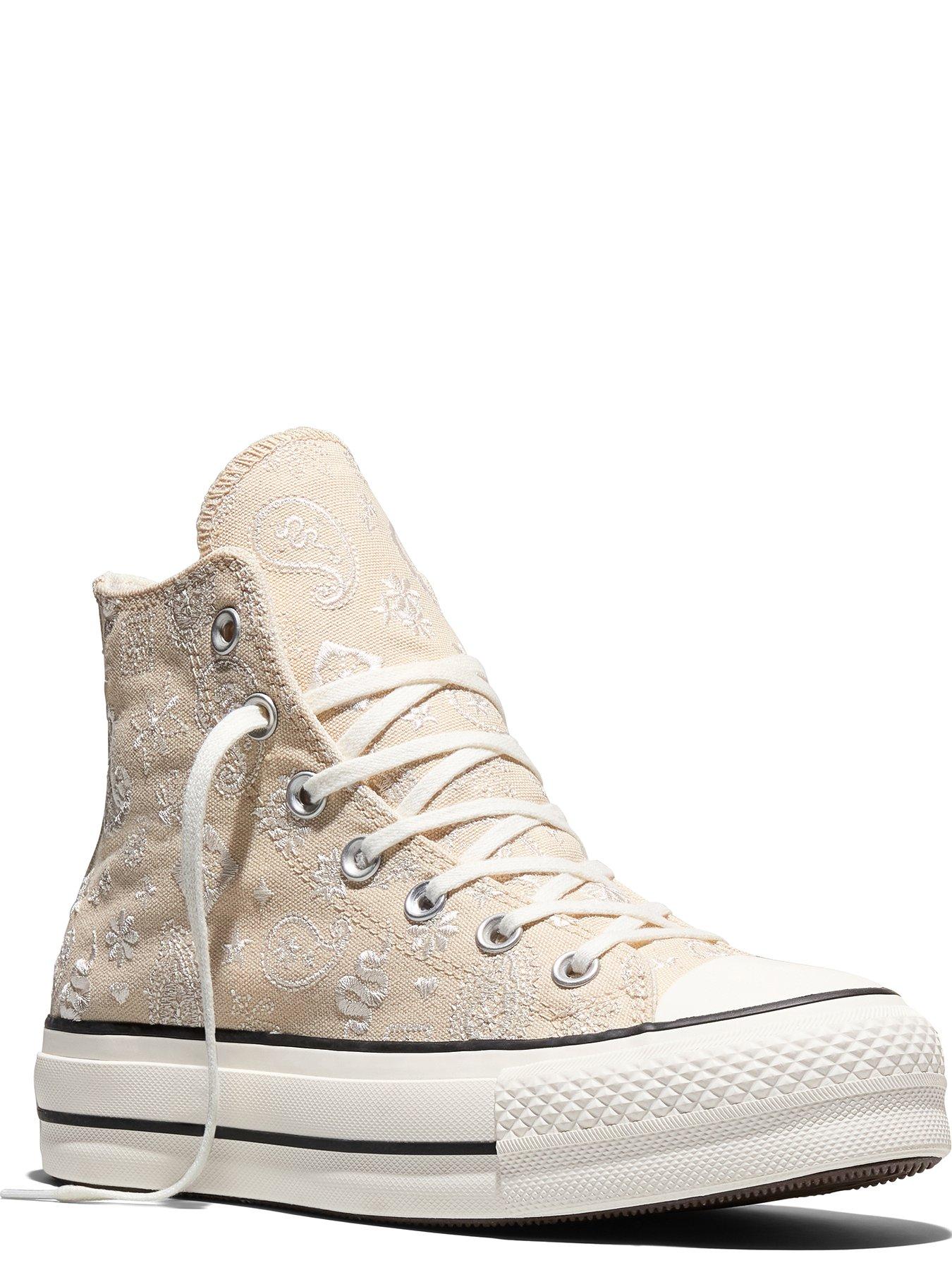 Image 3 of 5 of Converse Womens Chuck Taylor All Star Lift Hi Elevated Paisley Trainers - Cream