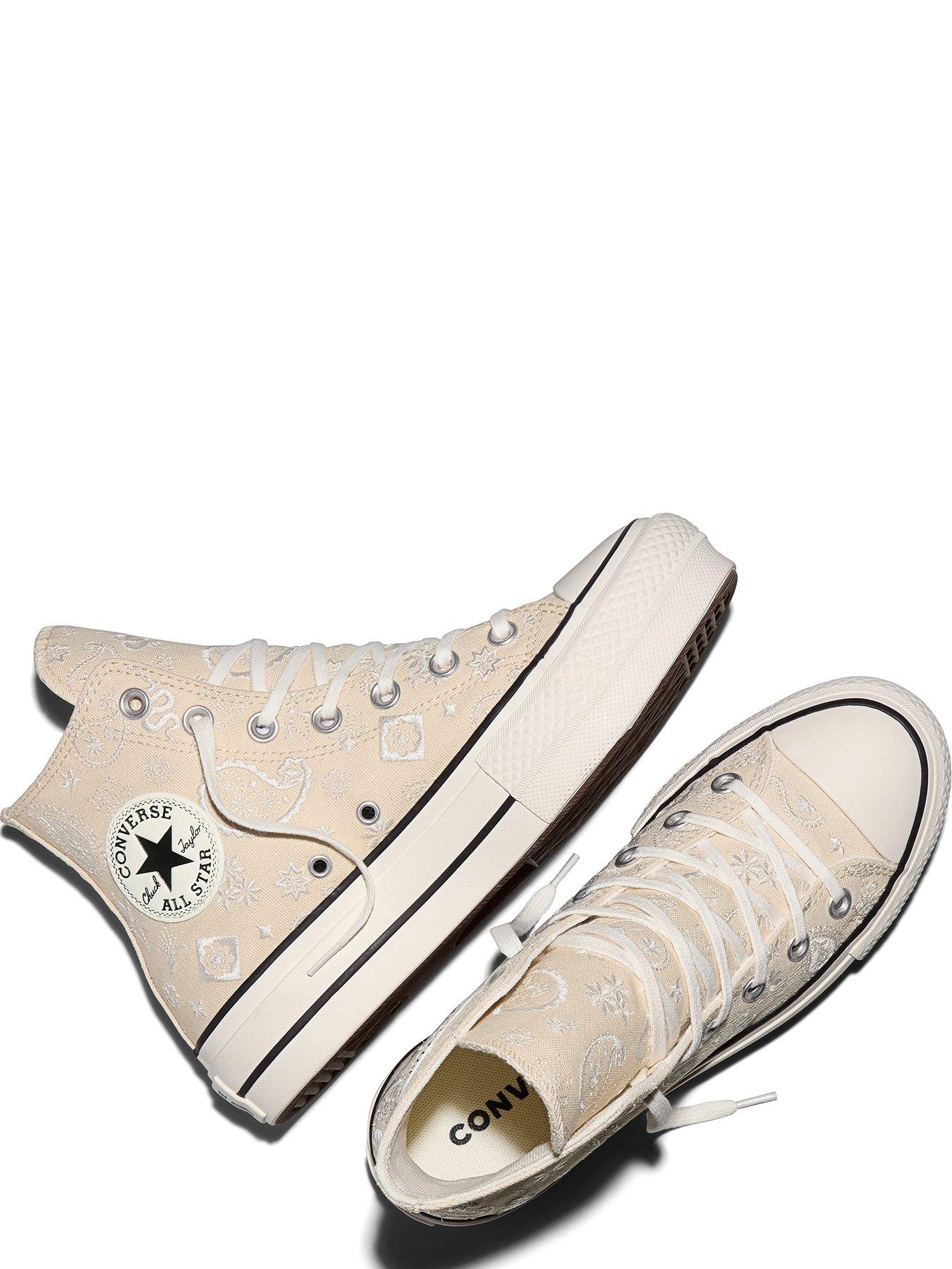 Image 4 of 5 of Converse Womens Chuck Taylor All Star Lift Hi Elevated Paisley Trainers - Cream