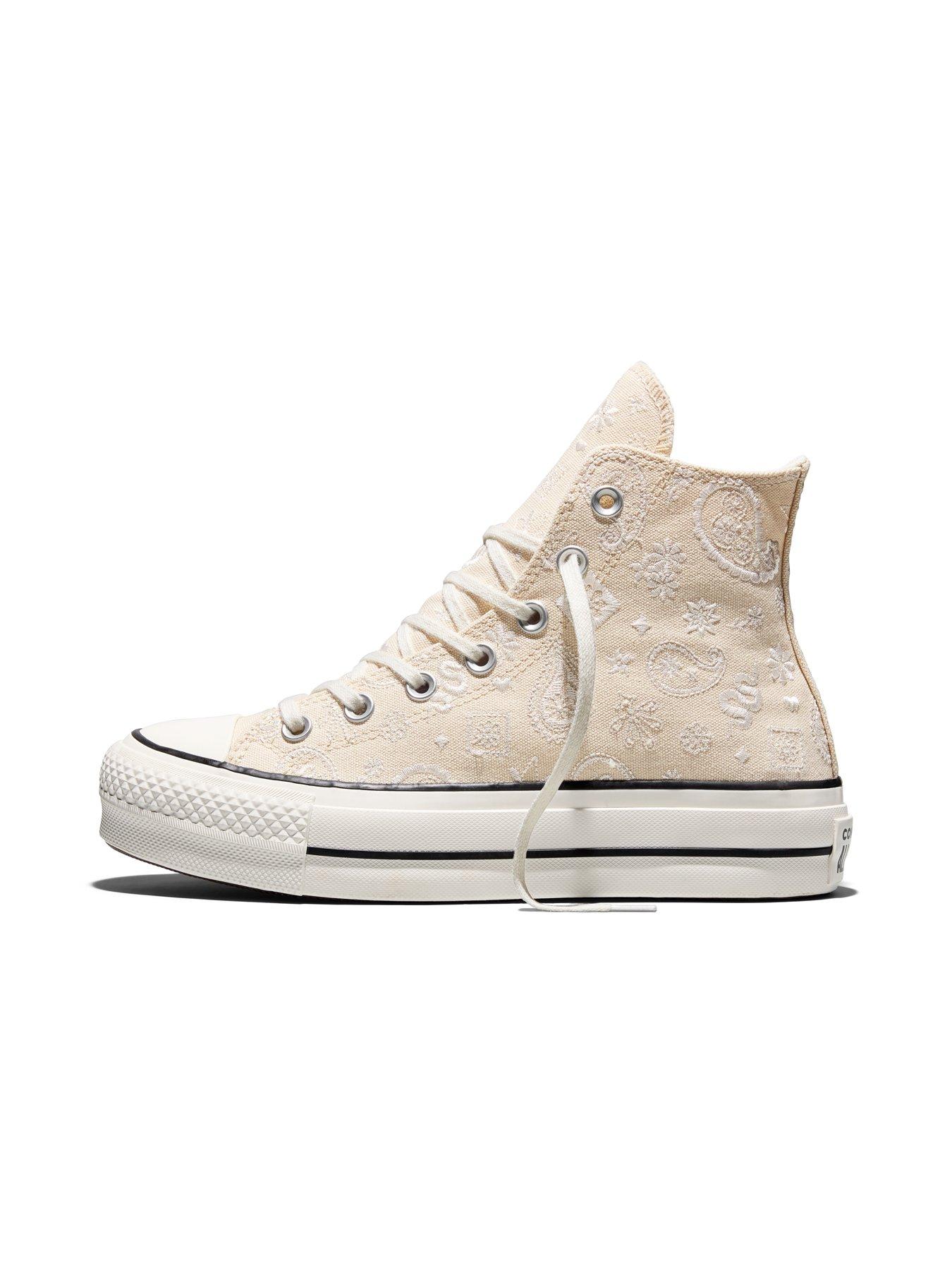 Image 5 of 5 of Converse Womens Chuck Taylor All Star Lift Hi Elevated Paisley Trainers - Cream