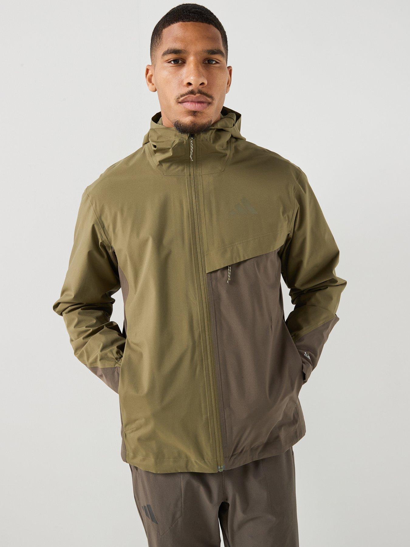 adidas Terrex Mens Outdoor 2L Rain Jacket - Khaki