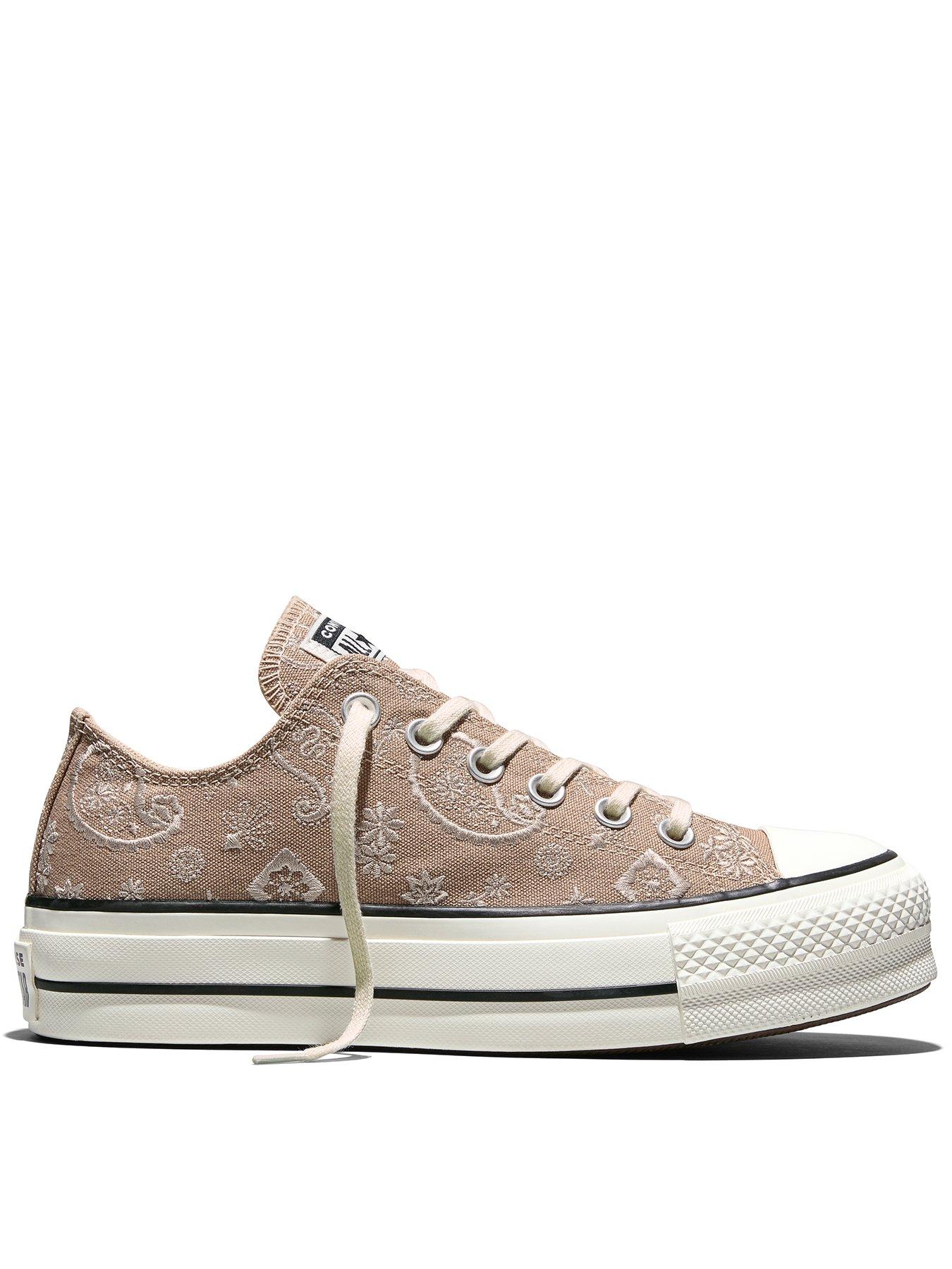 Image 1 of 5 of Converse Womens Chuck Taylor All Star Lift Ox Elevated PaisleyTrainers - Grey