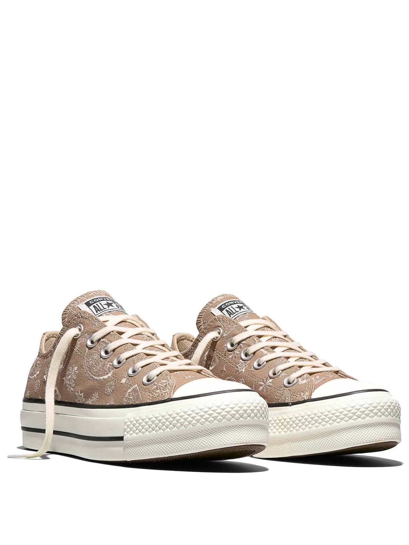 Image 2 of 5 of Converse Womens Chuck Taylor All Star Lift Ox Elevated PaisleyTrainers - Grey