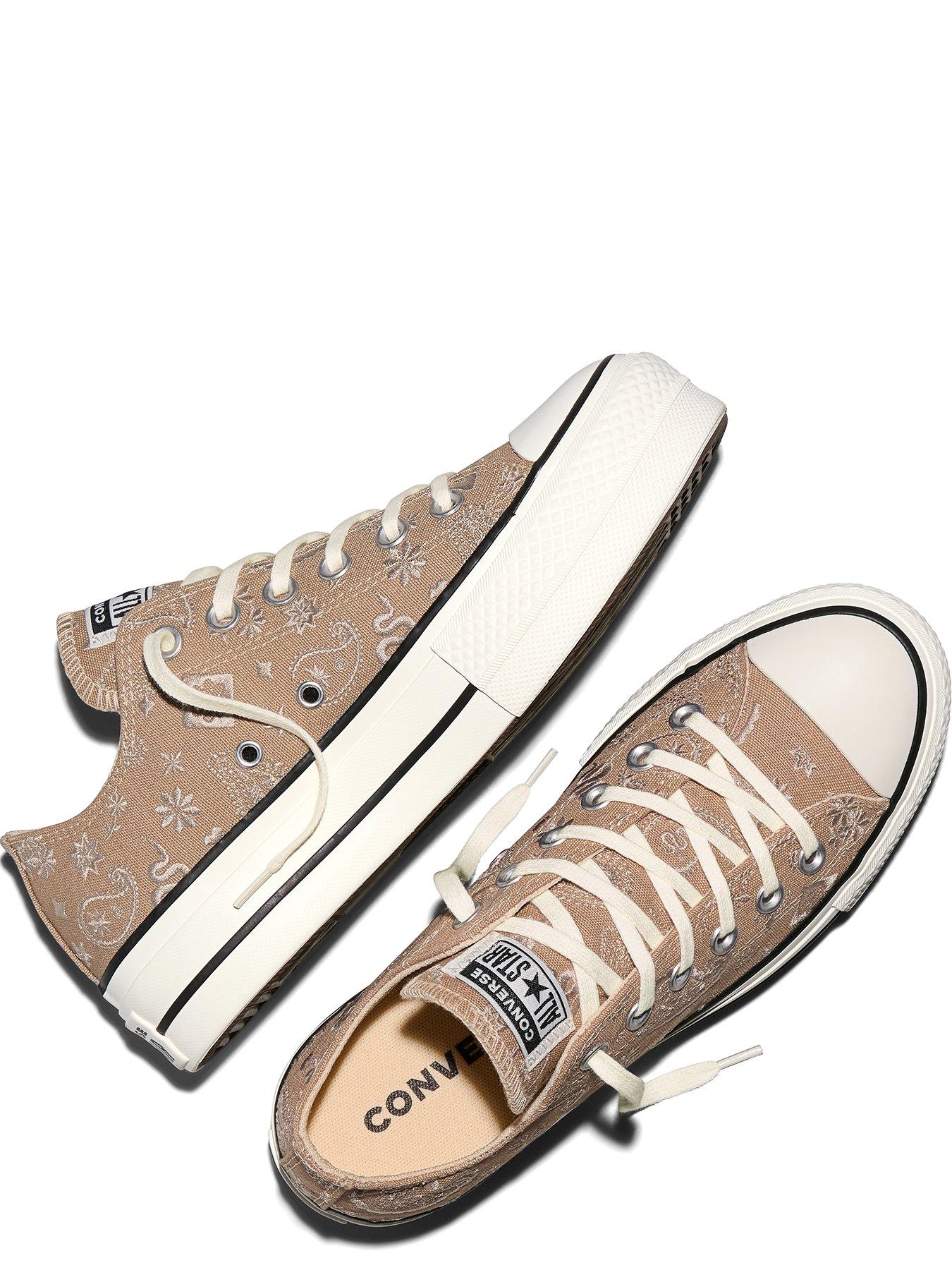 Image 4 of 5 of Converse Womens Chuck Taylor All Star Lift Ox Elevated PaisleyTrainers - Grey