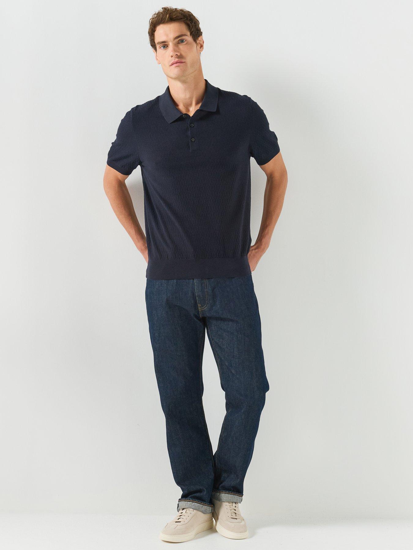 Image 3 of 5 of BOSS Men's H Lurazio Textured Knitted Polo Shirt - Dark Blue