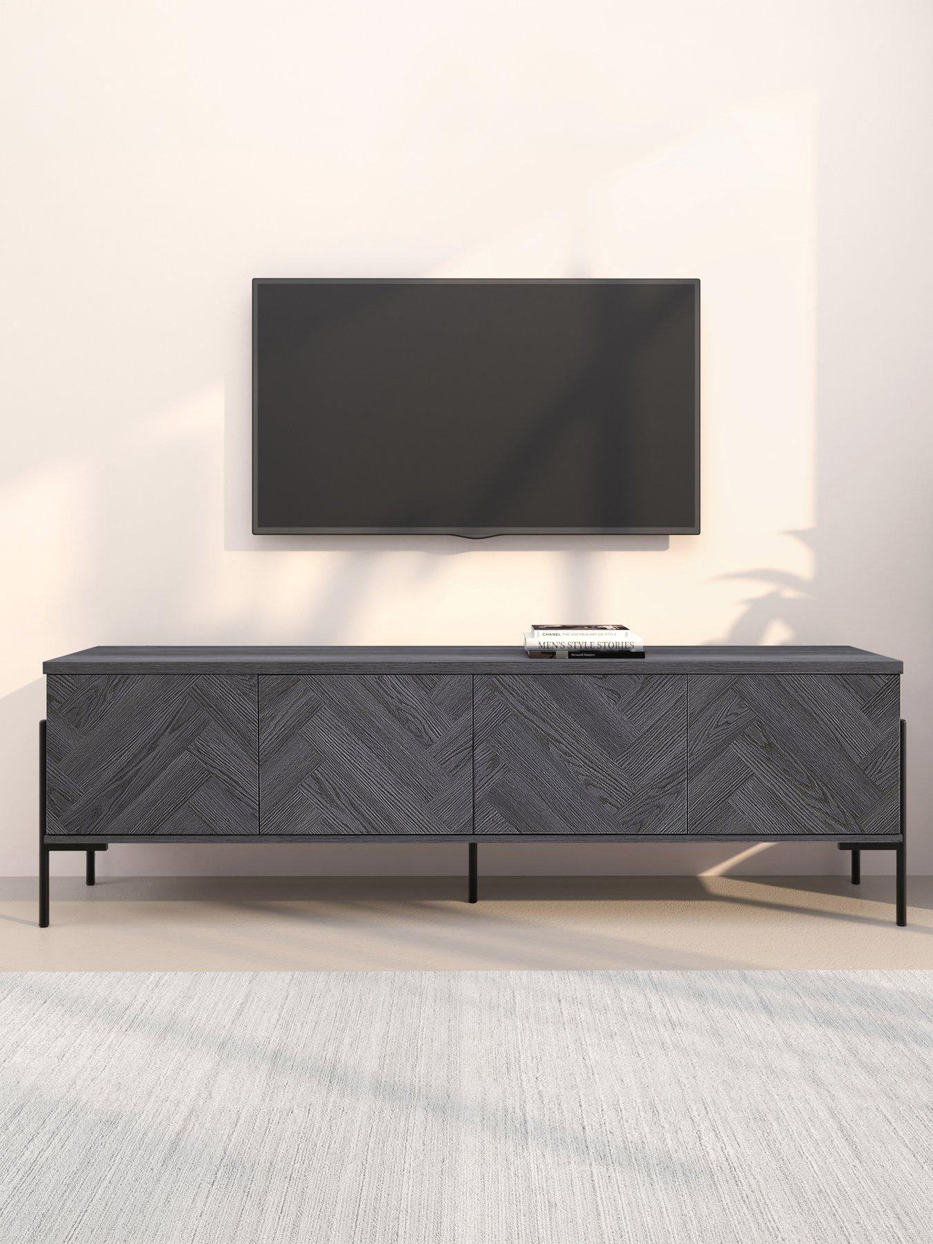CosmoLiving by Cosmopolitan Charlene 4 Door Sideboard / Tv Unit- Grey Oak