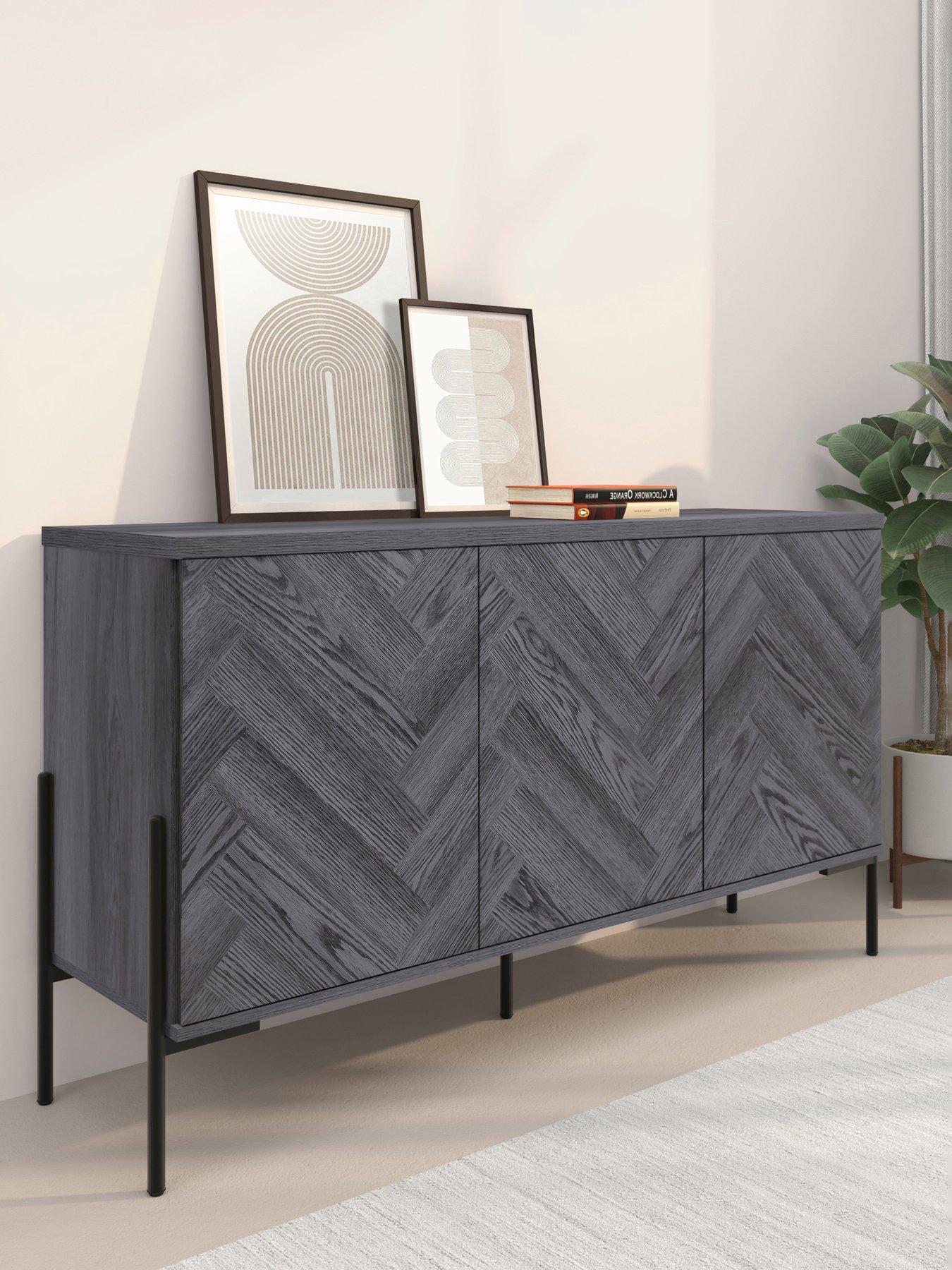 CosmoLiving by Cosmopolitan Charlene 3 Door Sideboard - Grey Oak