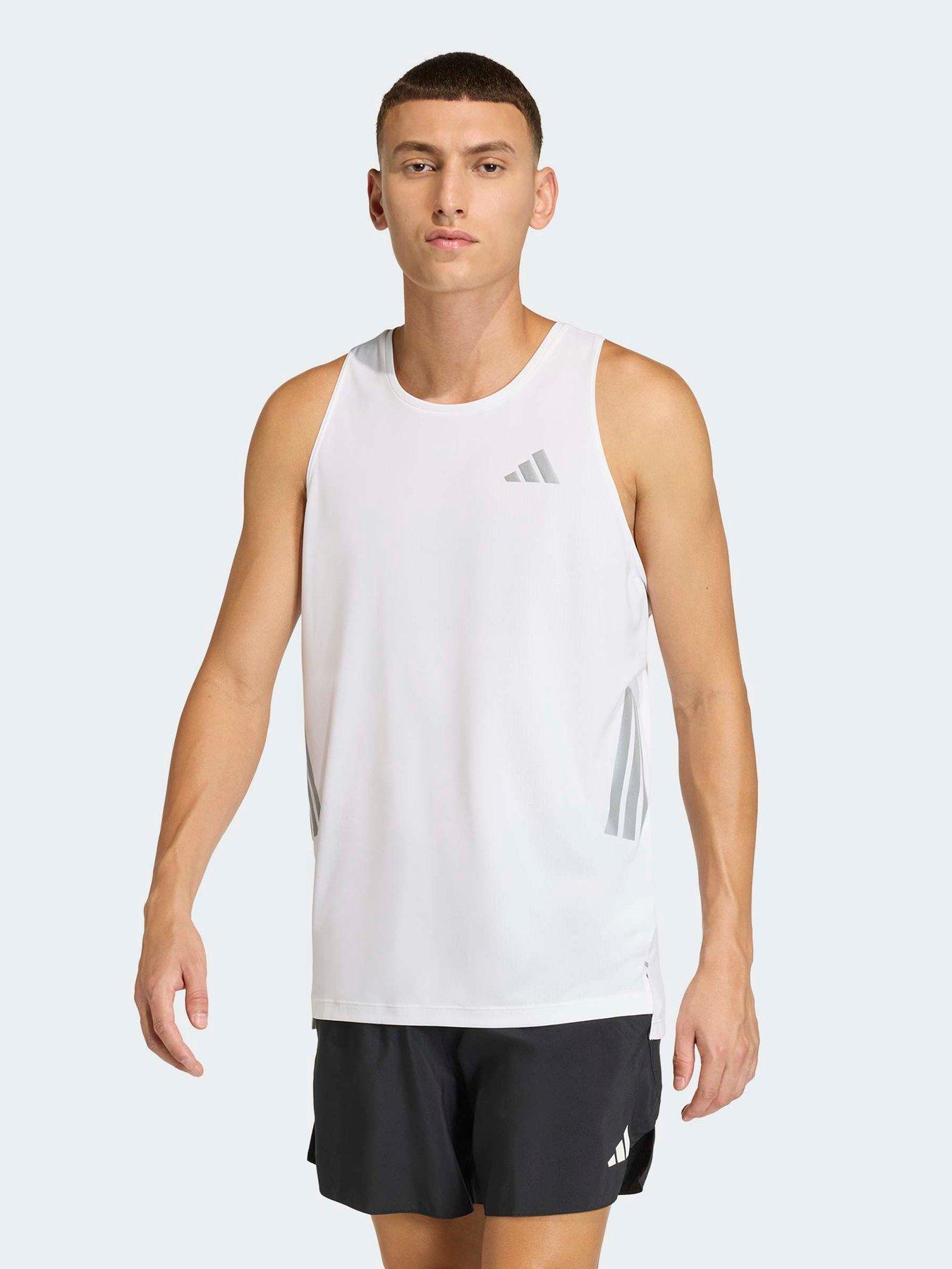 adidas Mens Running Adi365 Iconic Stripes Tank - White