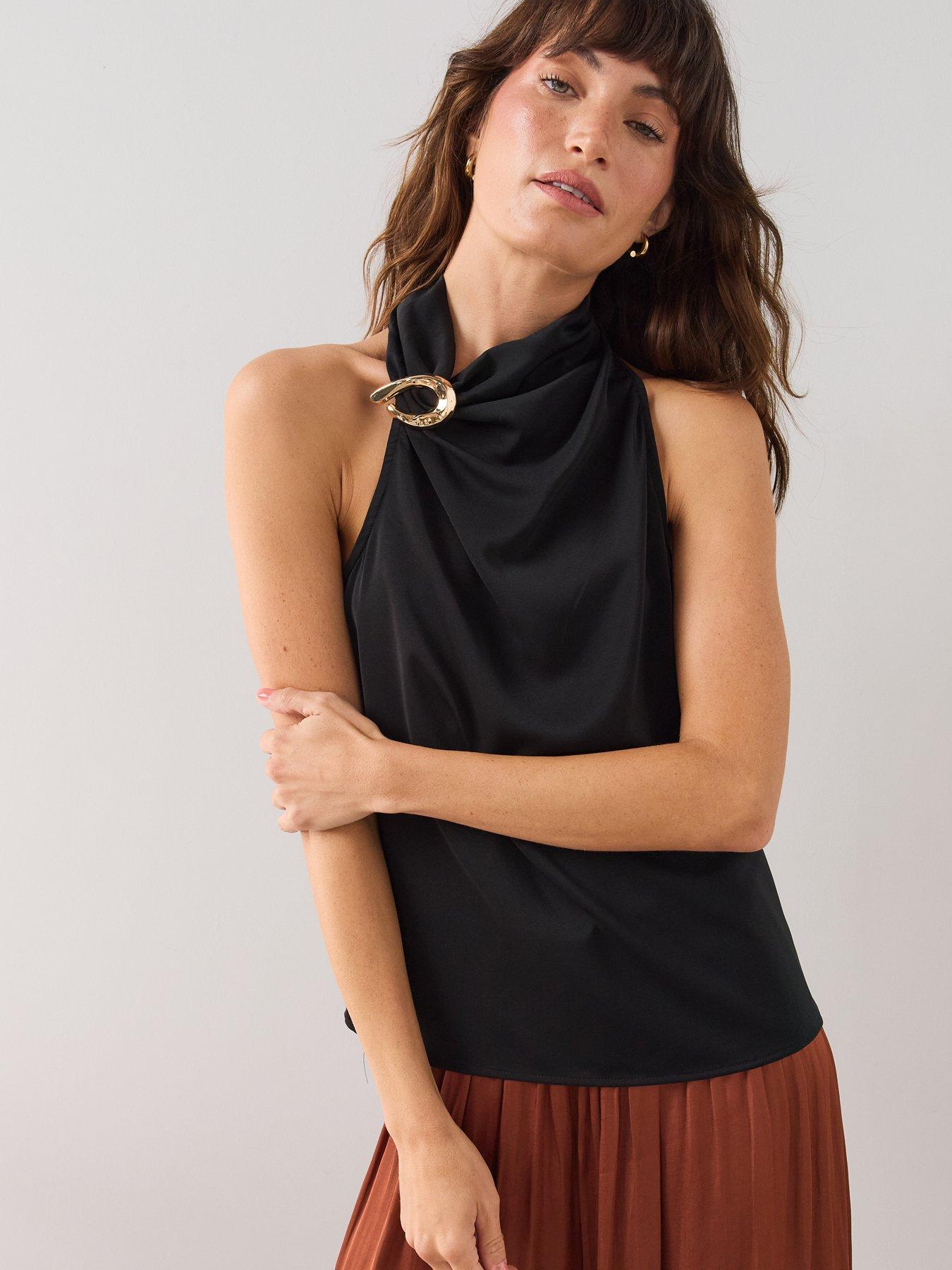 Image 4 of 6 of The Very Collection Gold Detail Cowl Neck Blouse