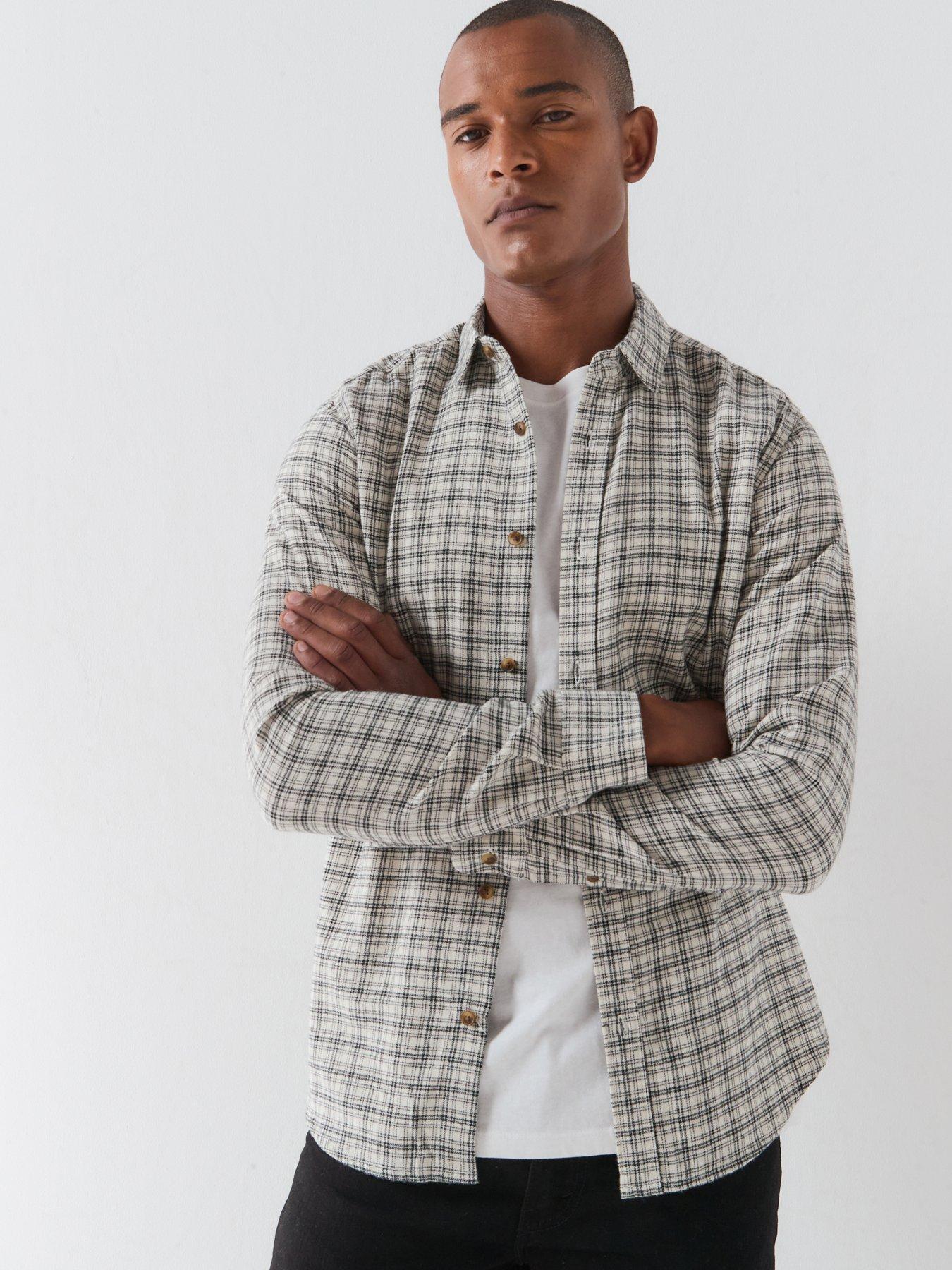 Image 1 of 6 of ONLY & SONS Only&amp;Sons Long Sleeve Checked Shirt - Black