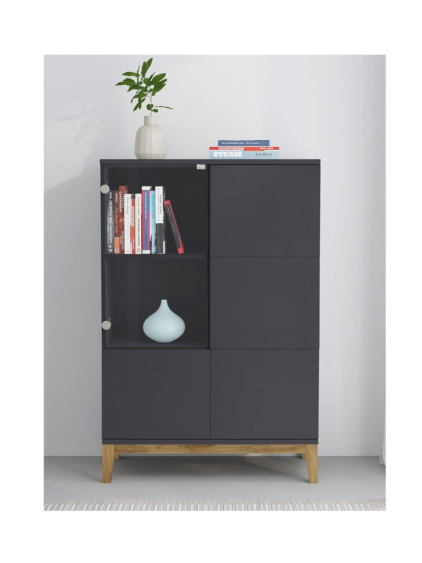 Image 2 of 7 of CosmoLiving by Cosmopolitan Pelle Cabinet - Grey