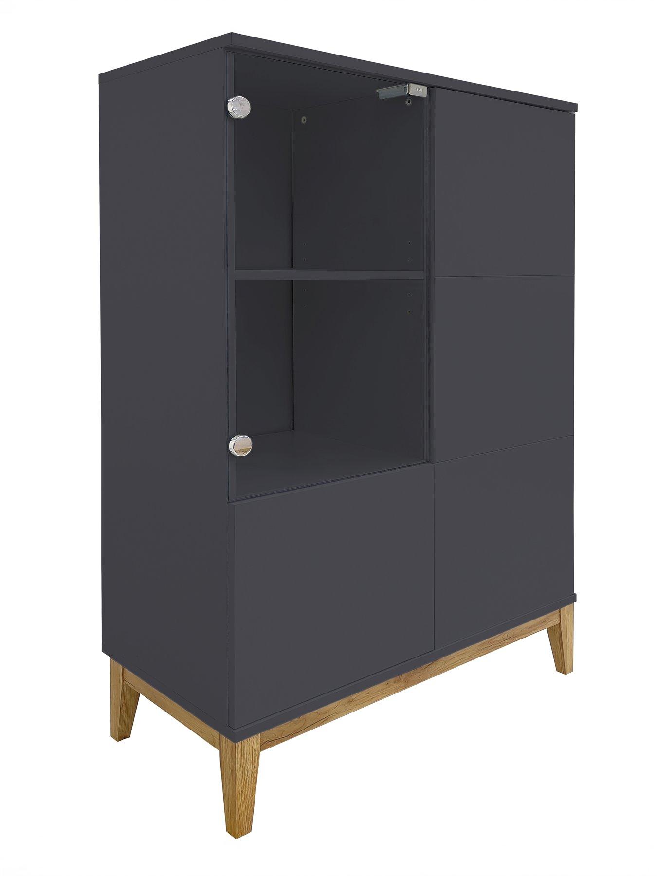 Image 3 of 7 of CosmoLiving by Cosmopolitan Pelle Cabinet - Grey