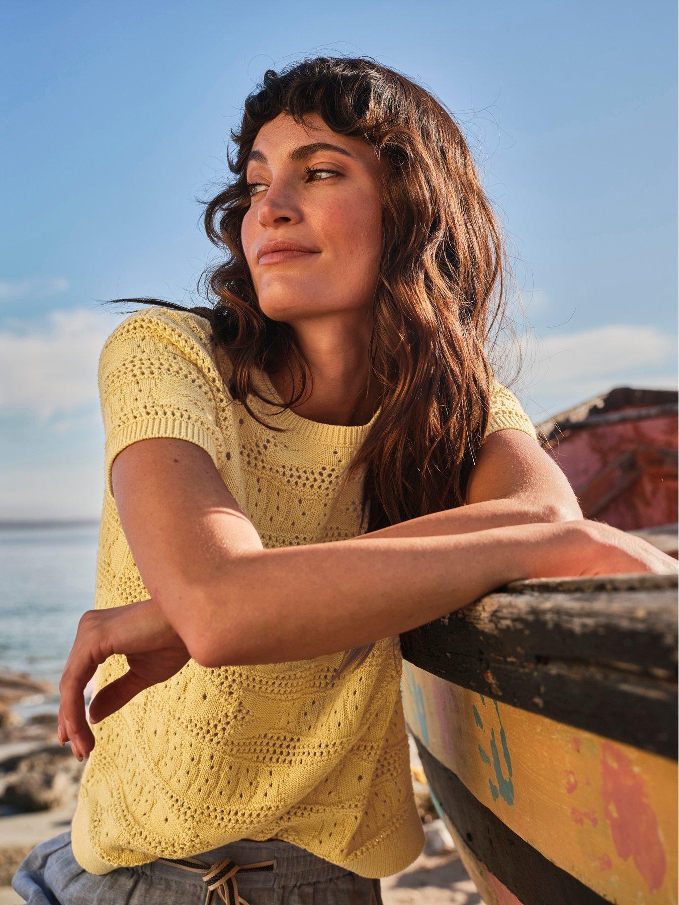 FatFace Sardine Pattern Top - Yellow
