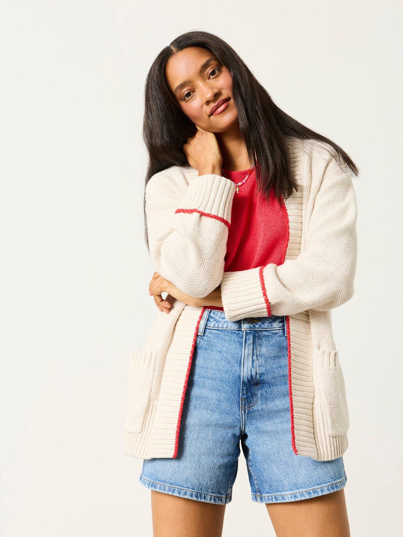 FatFace Shrimp Cardigan - White