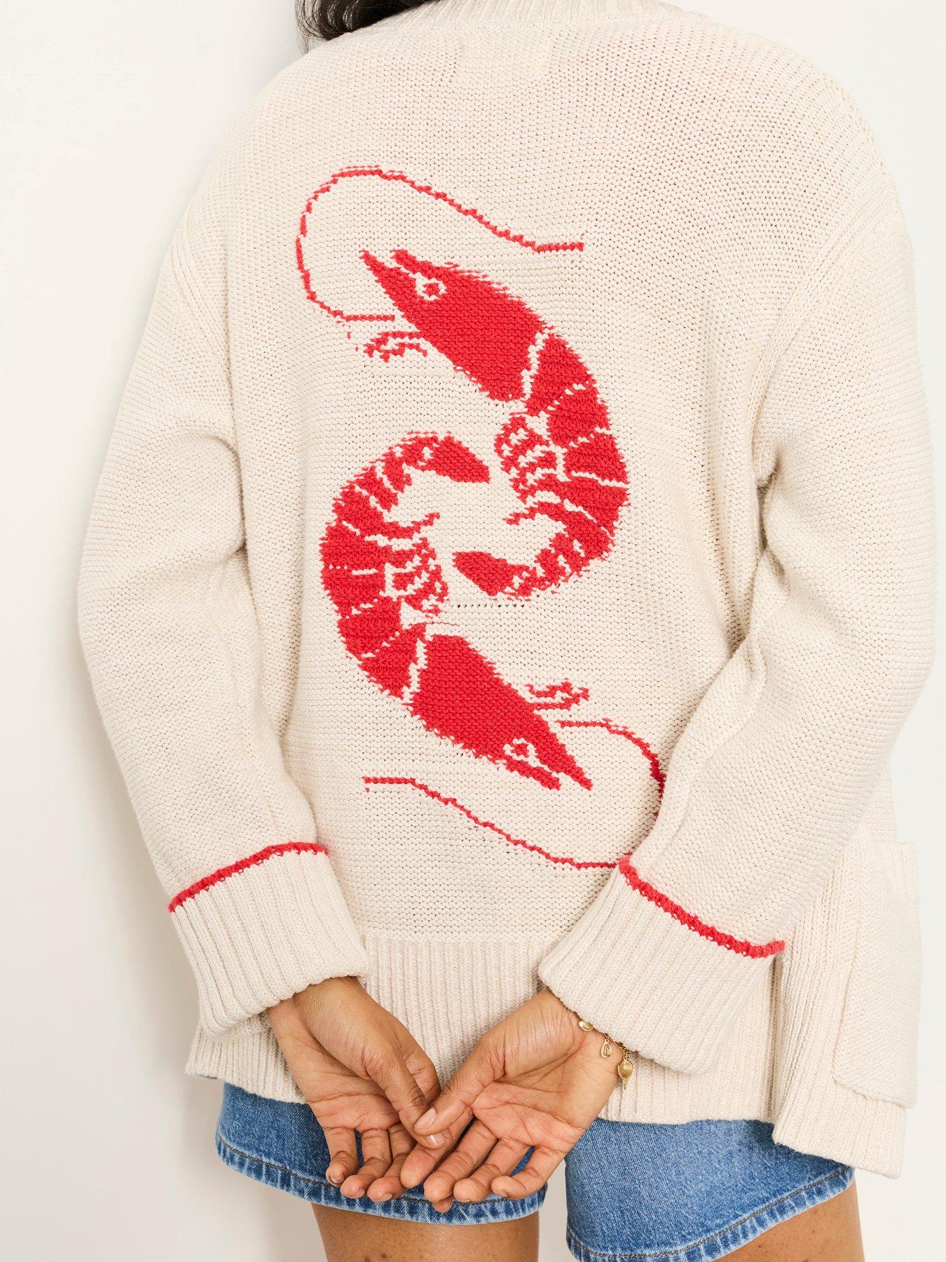 Image 2 of 7 of FatFace Shrimp Cardigan - White