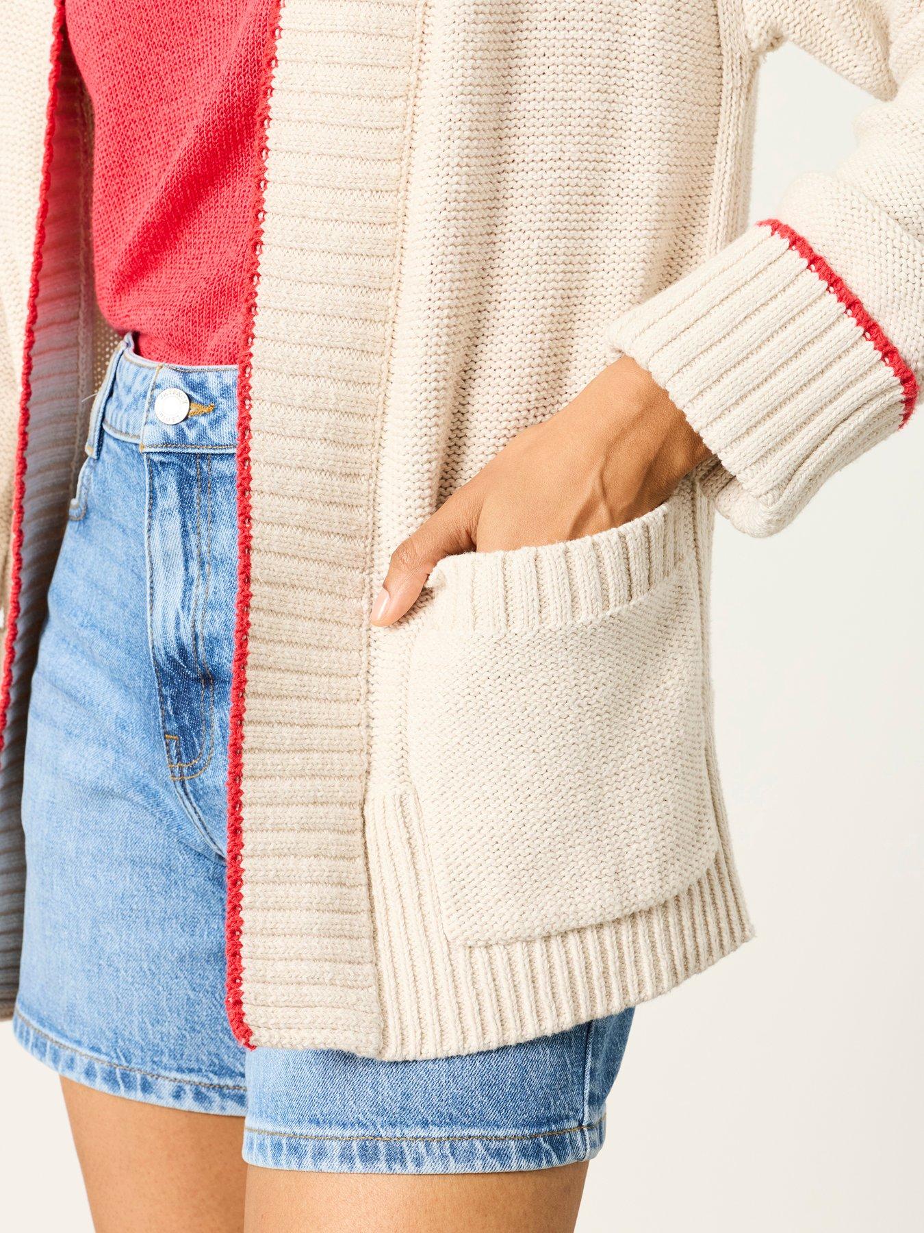 Image 5 of 7 of FatFace Shrimp Cardigan - White