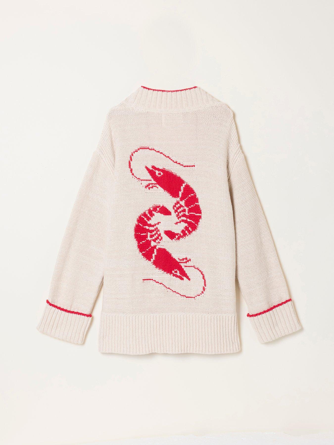 Image 6 of 7 of FatFace Shrimp Cardigan - White