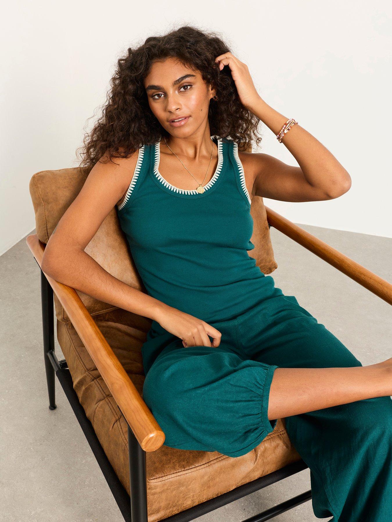 Image 4 of 6 of FatFace Bella Rib Vest - Teal