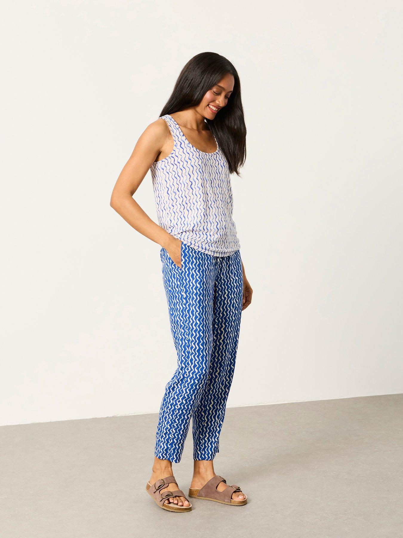 FatFace Laine Wave Linen Tank Top - White