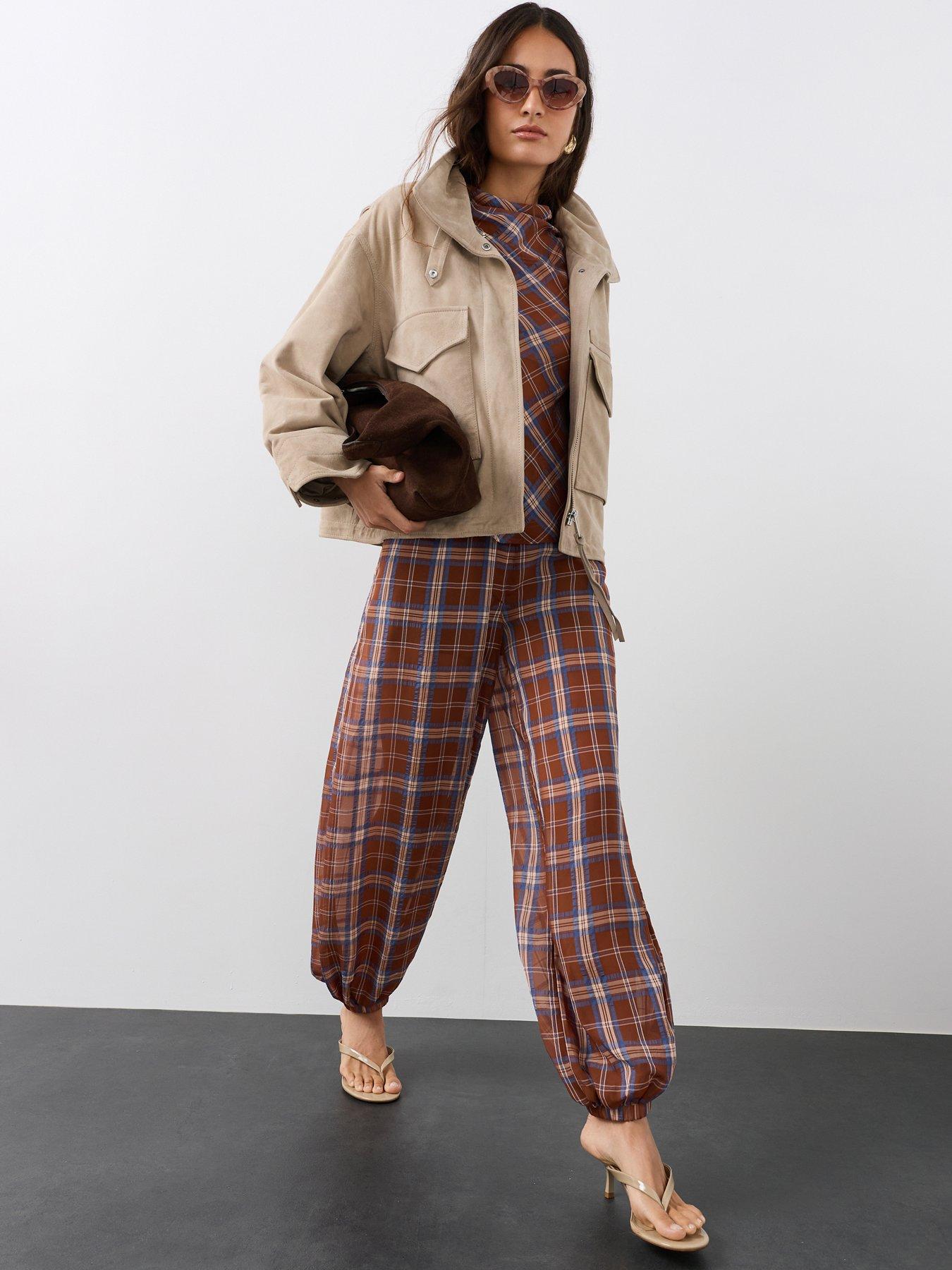 The Very Collection Checked Georgette Balloon Trousers - Black