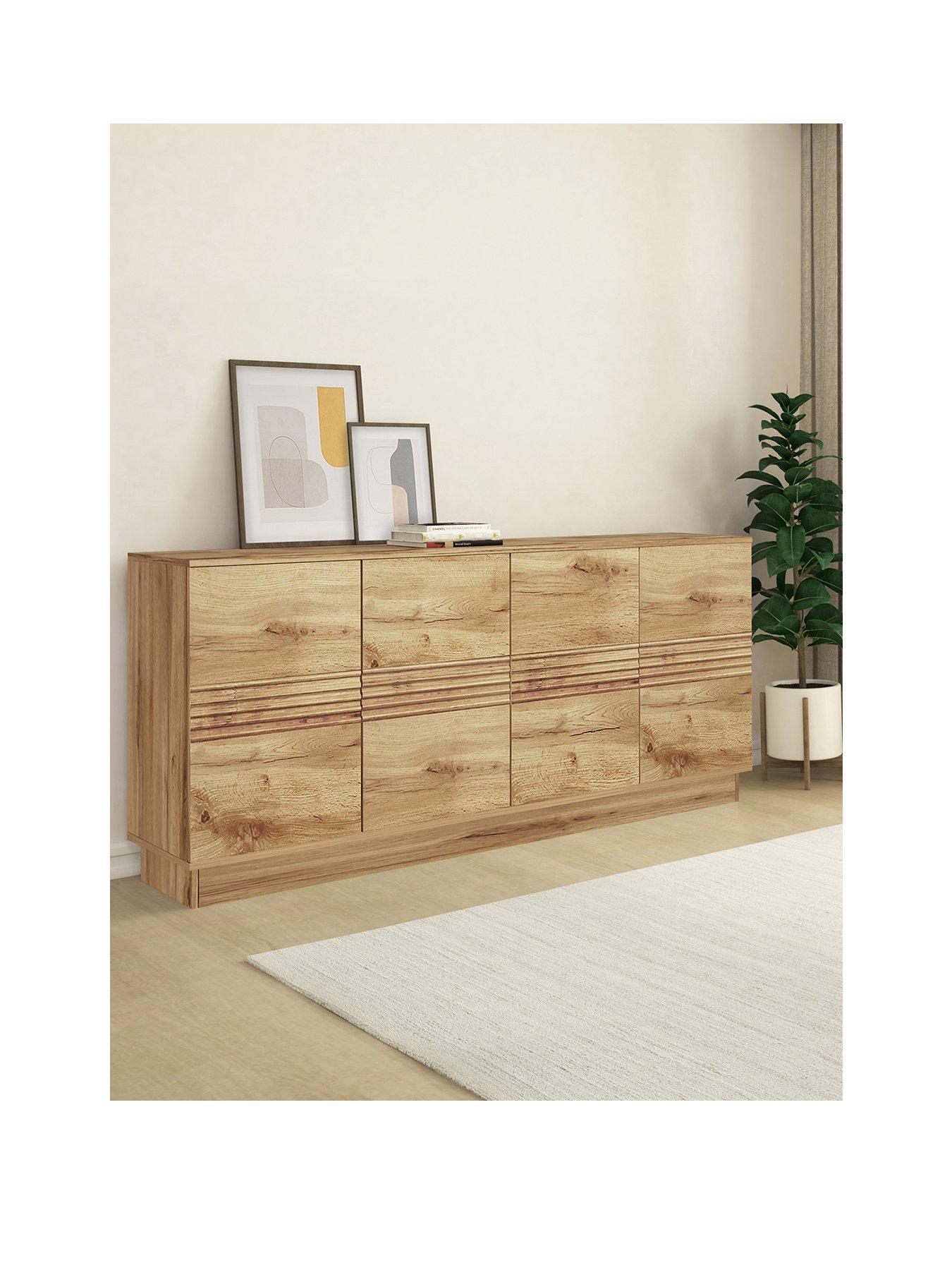 Image 2 of 7 of CosmoLiving by Cosmopolitan Toro 4 Door Sideboard - Oak Style