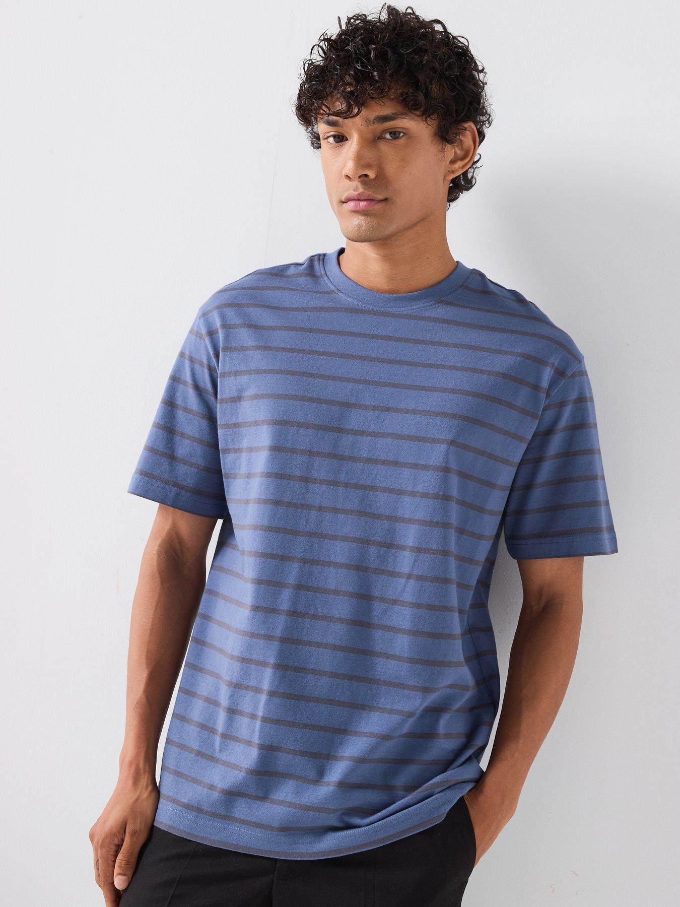 ONLY & SONS Short Sleeve Stripe T-Shirt - Blue