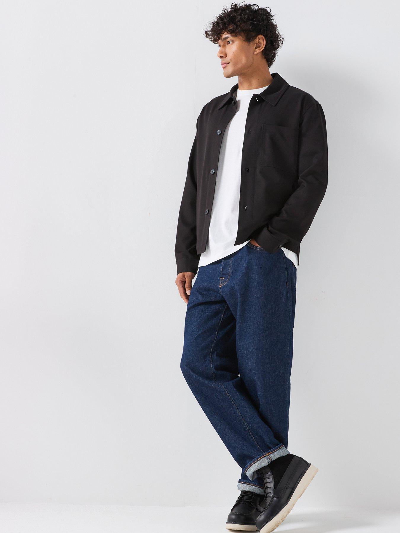 Image 3 of 6 of ONLY & SONS Mens Button-Through Chest Pocket Overshirt - Black