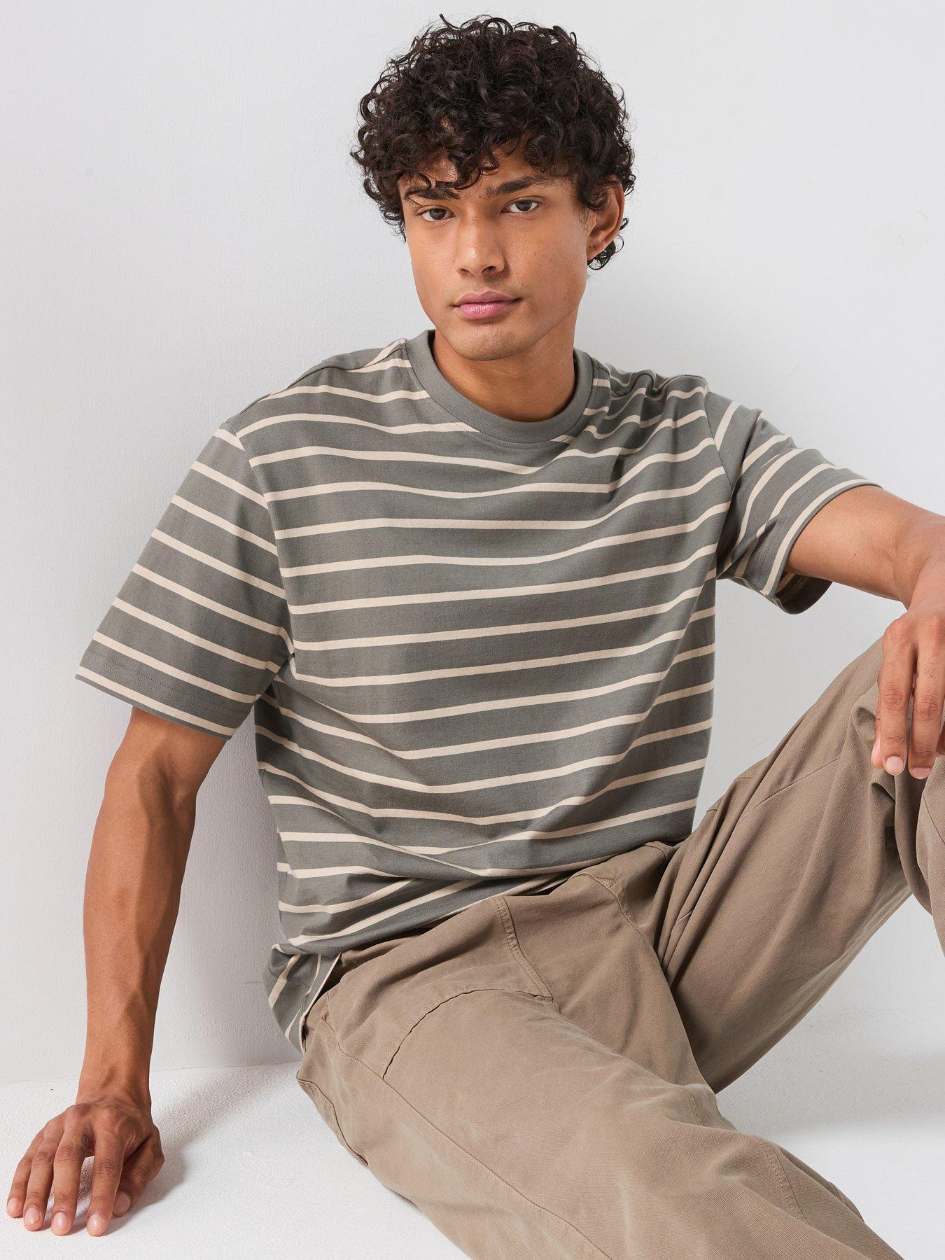 ONLY & SONS Short Sleeve Stripe T-Shirt - Grey