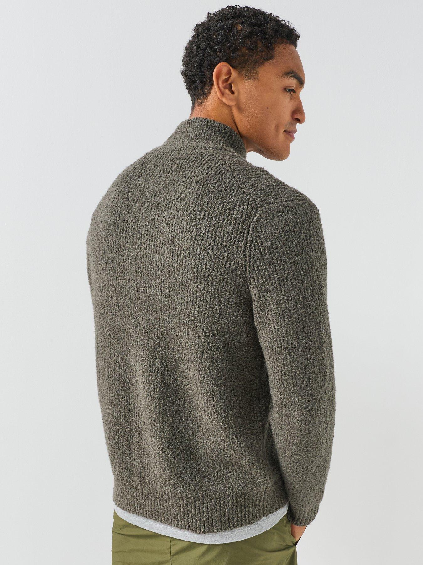 Image 2 of 6 of ONLY & SONS Mens Textured Zip Through High Neck Cardigan - Beluga